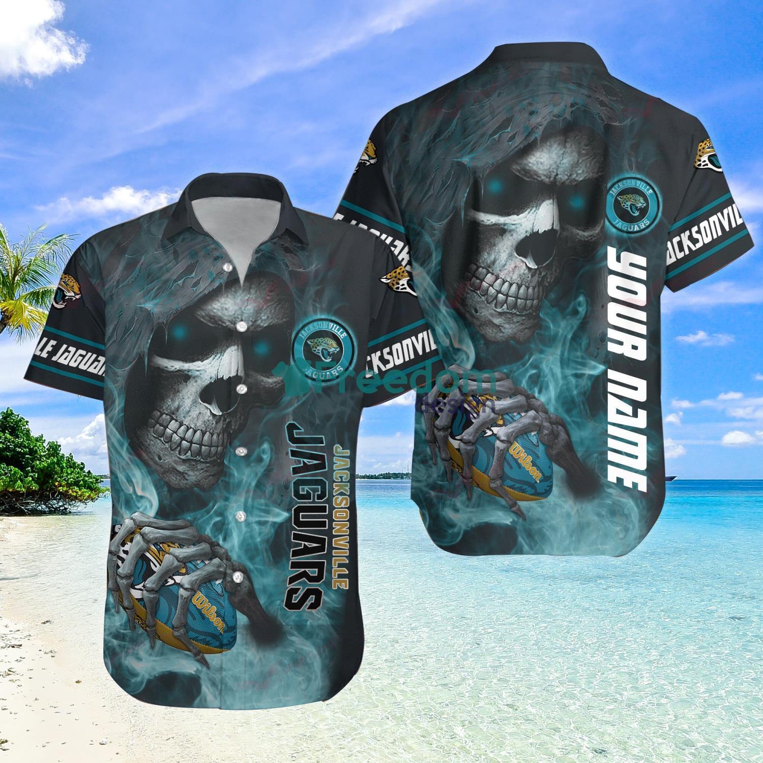Jacksonville Jaguars Skull And Flower Halloween Hawaiian Shirt For