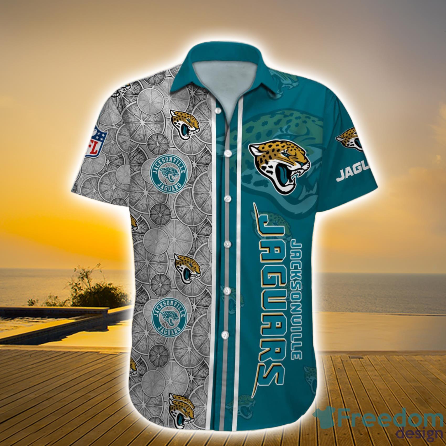 Jacksonville Jaguars NFL Custom Name Lemon Sketch Art Pattern Short Sleeve Hawaiian Shirt For Men And Women Product Photo 1
