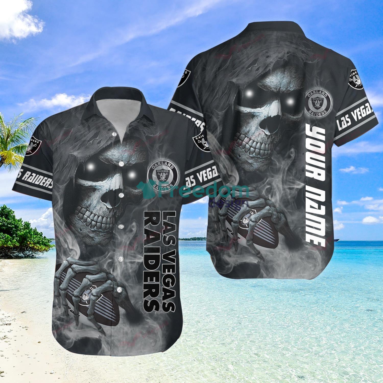 Las Vegas Raiders NFL Custom Name Skull Halloween Gift Hawaiian Shirt -  Freedomdesign