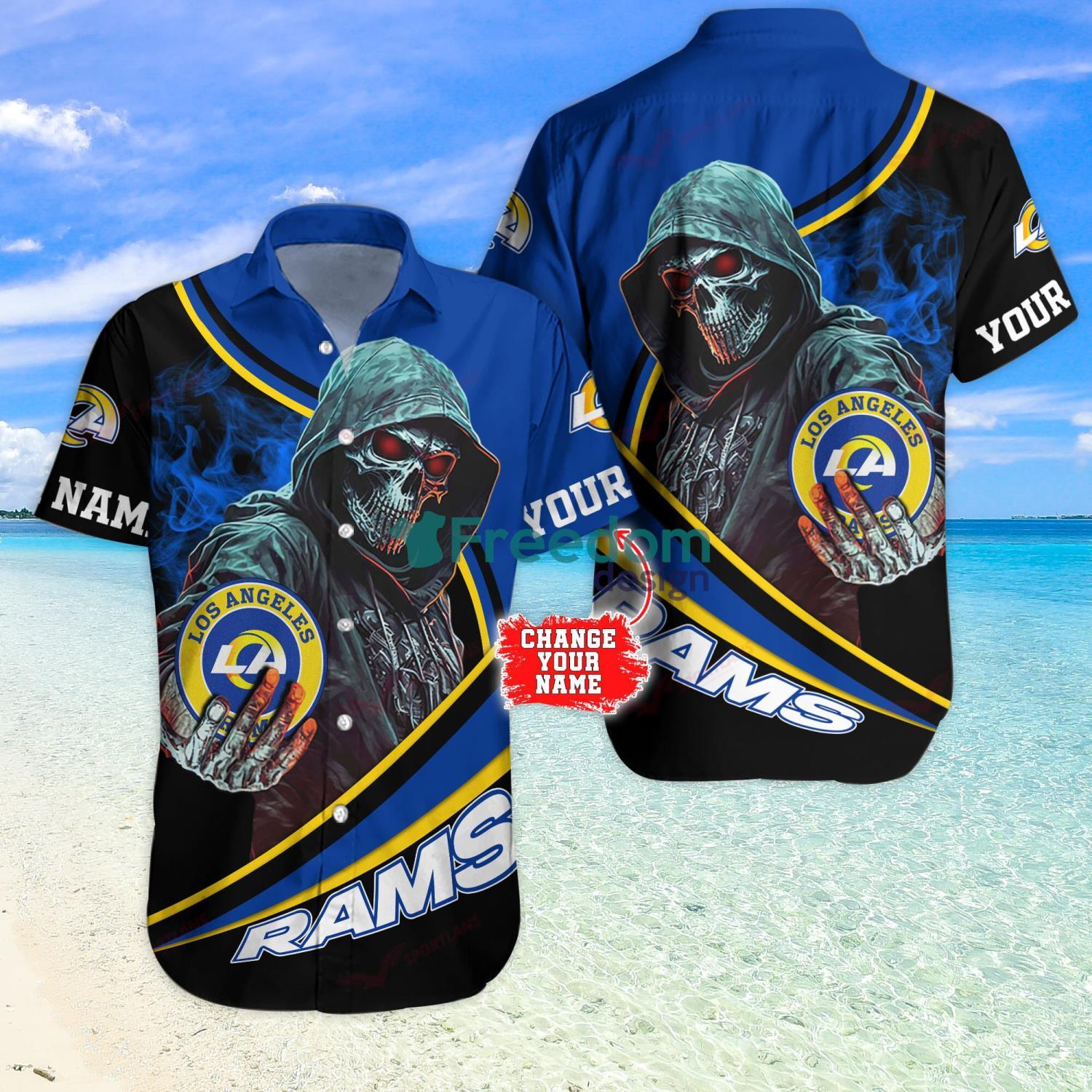 Custom Name Los Angeles Rams Hawaiian Shirts tropical island Gift