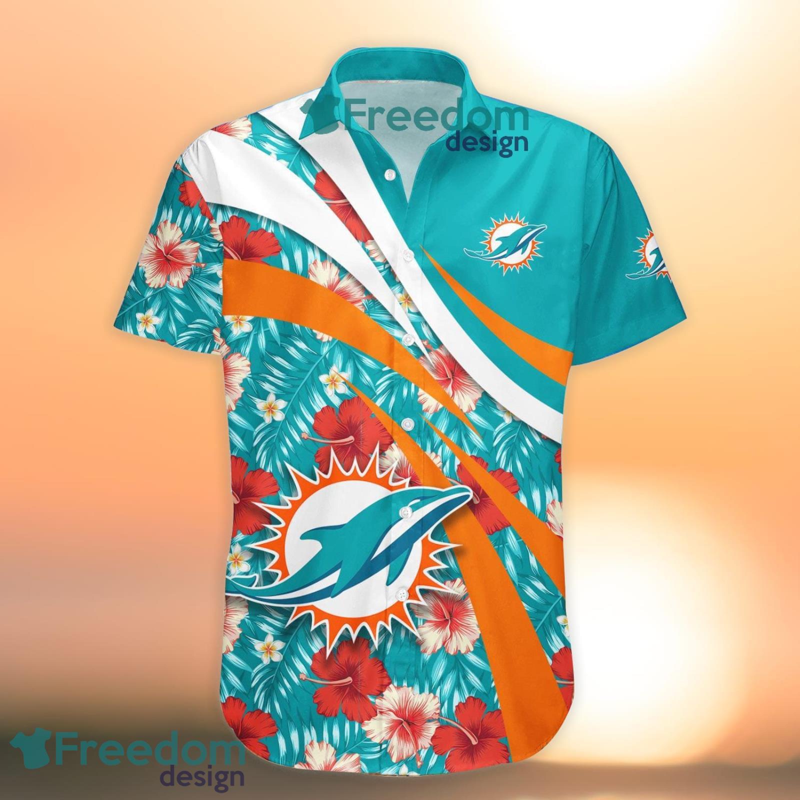Miami Dolphins NFL And Flowers Short Sleeves Hawaiian Shirt