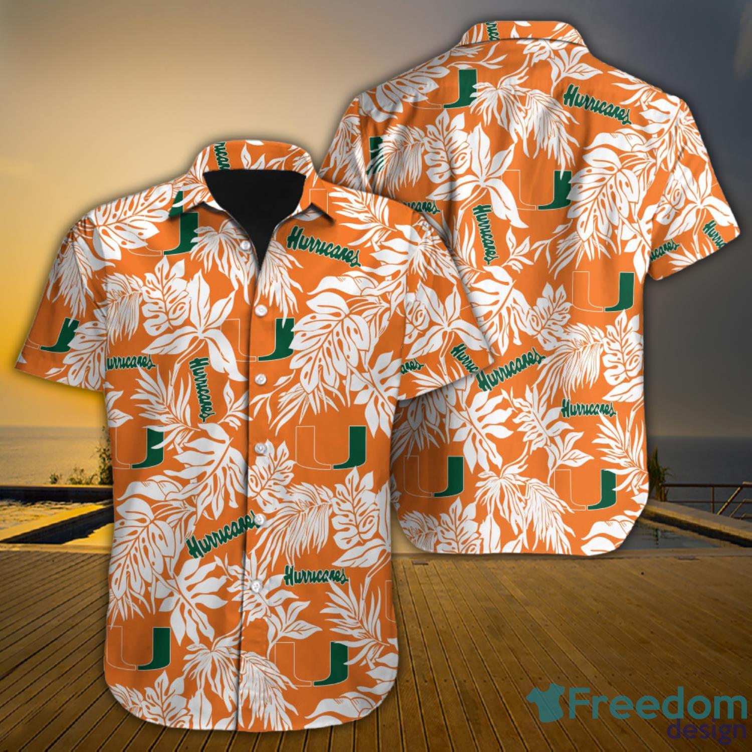 Miami Hurricanes Ncaa Tropical Leaves Art Pattern Hawaiian Shirt Gift For Summer Holidays Product Photo 1 Miami Hurricanes Ncaa Tropical Leaves Art Pattern Hawaiian Shirt Gift For Summer Holidays Product Photo 1