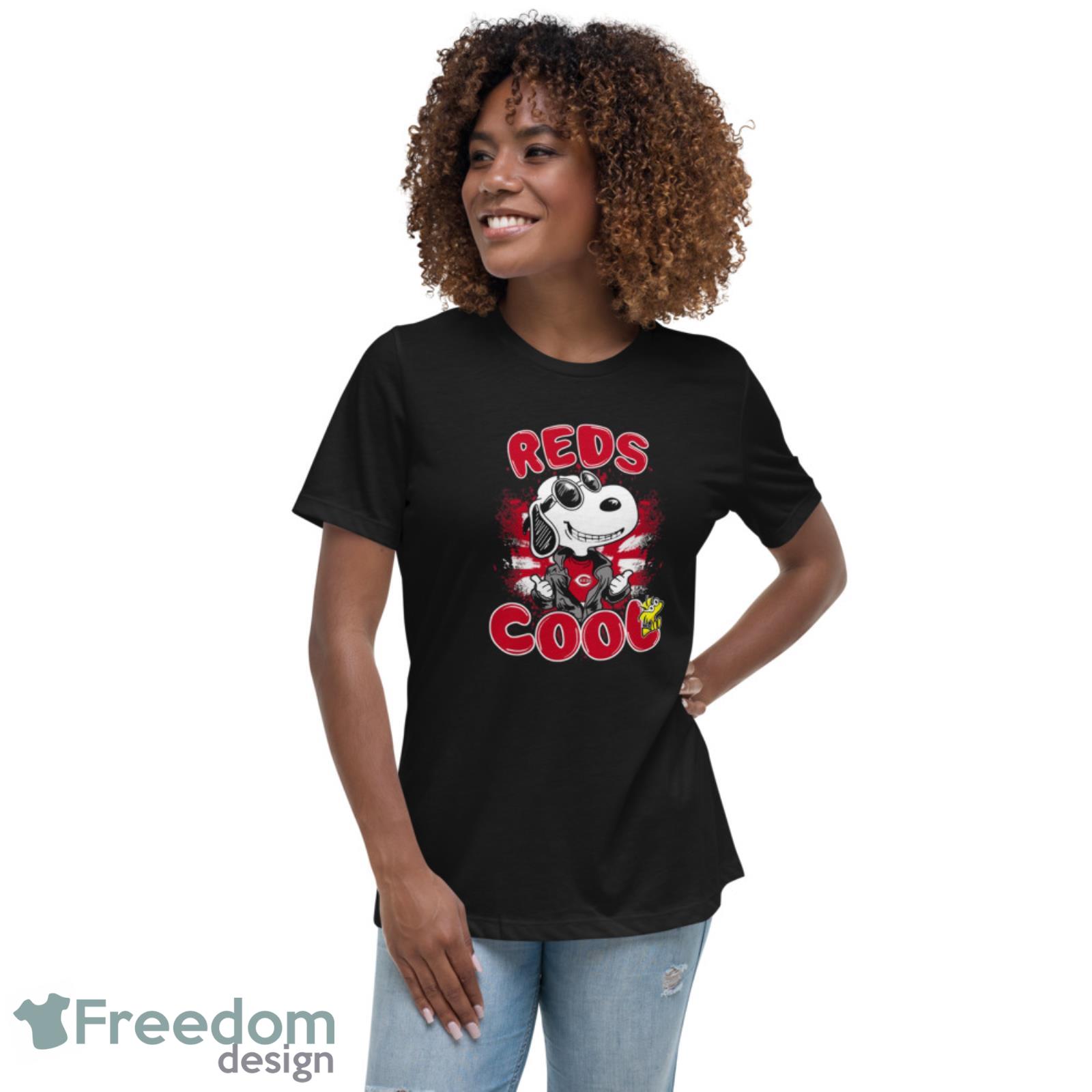 MLB Baseball Cincinnati Reds Cool Snoopy Shirt Shirt For Fans - Womens Relaxed Short Sleeve Jersey Tee MLB Baseball Cincinnati Reds Cool Snoopy Shirt Shirt For Fans - Womens Relaxed Short Sleeve Jersey Tee