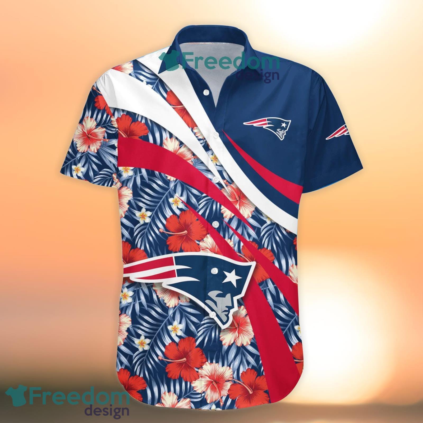 New England Patriots NF And Tropical Pattern Custom Name Hawaiian