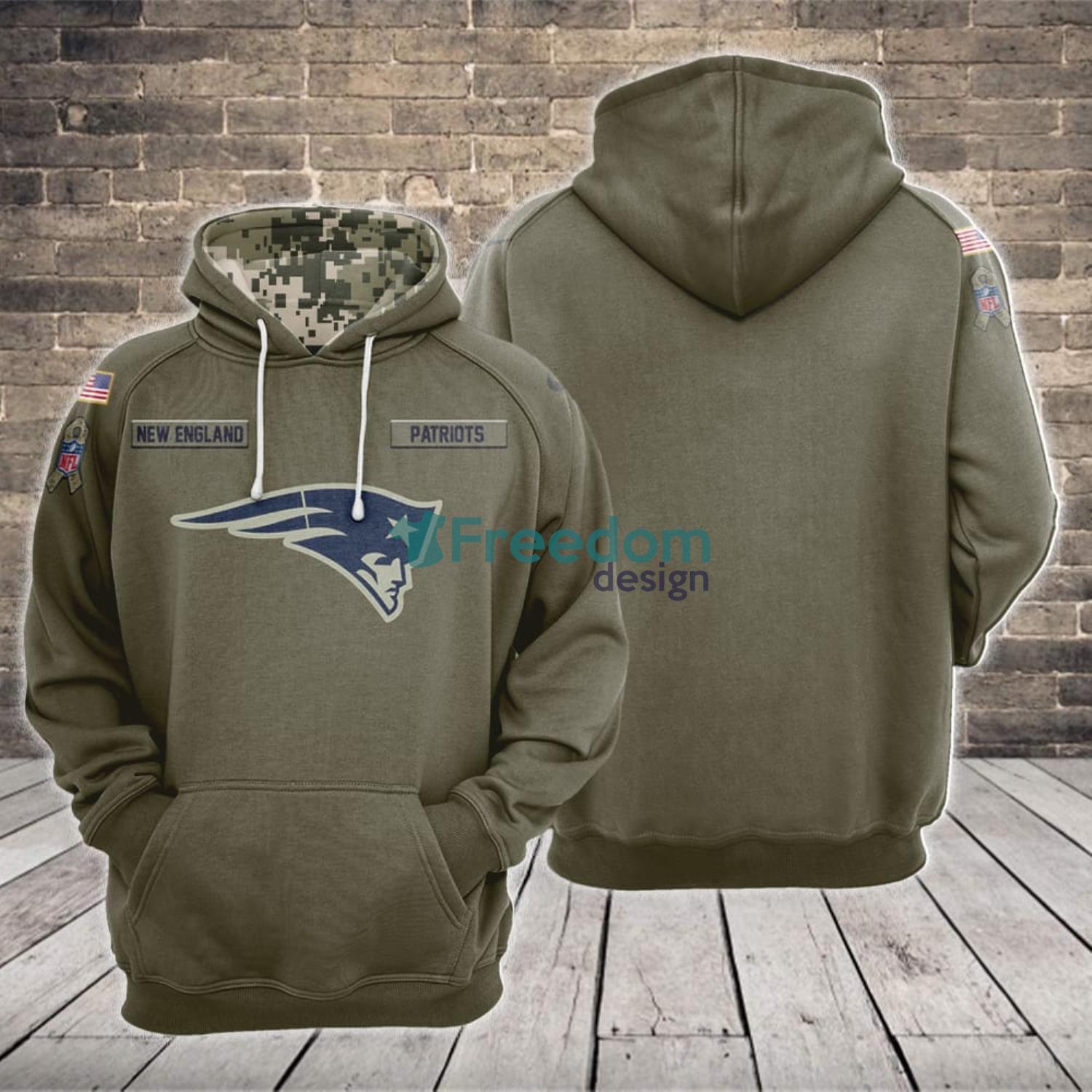 New England Patriots Olive Salute To Service Personalized 3D Hoodie For Sport Team Product Photo 1 New England Patriots Olive Salute To Service Personalized 3D Hoodie For Sport Team Product Photo 1