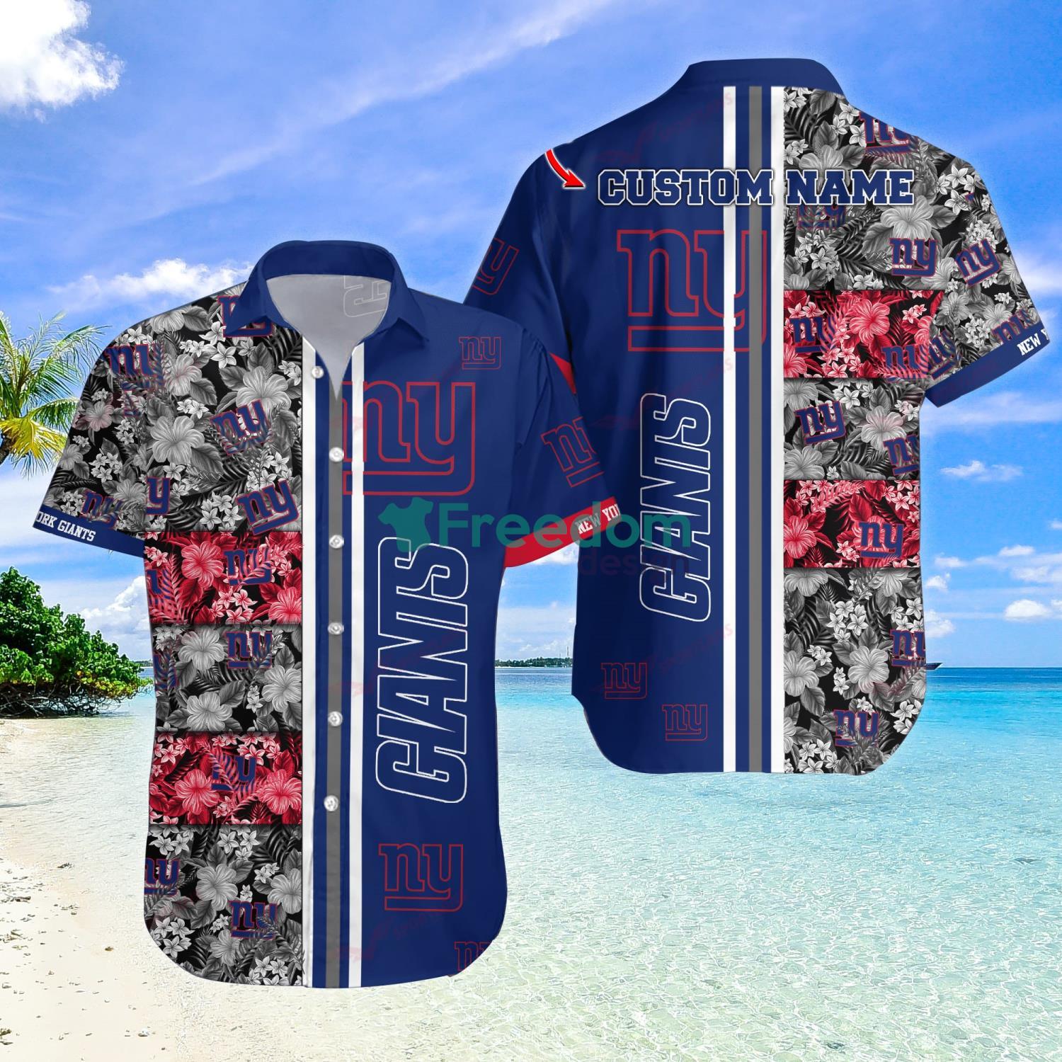 NY Giants Hawaiian Shirt Style Tropical Pattern Graphic Trending