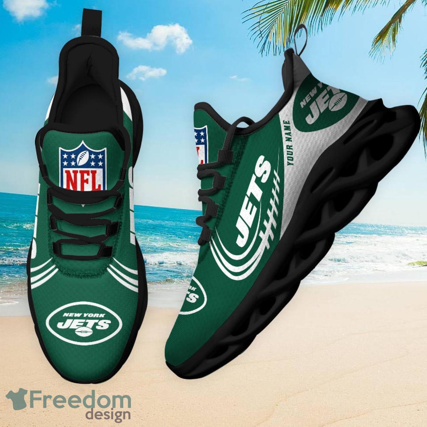 NFL New York Jets Green Black Max Sole Sneakers Shoes - T-shirts