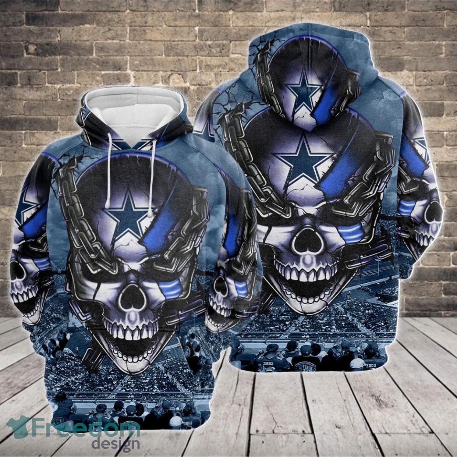 NFL Dallas Cowboys Logo Flame Pattern 3D Hoodie Pullover Print Custom Name  - Freedomdesign