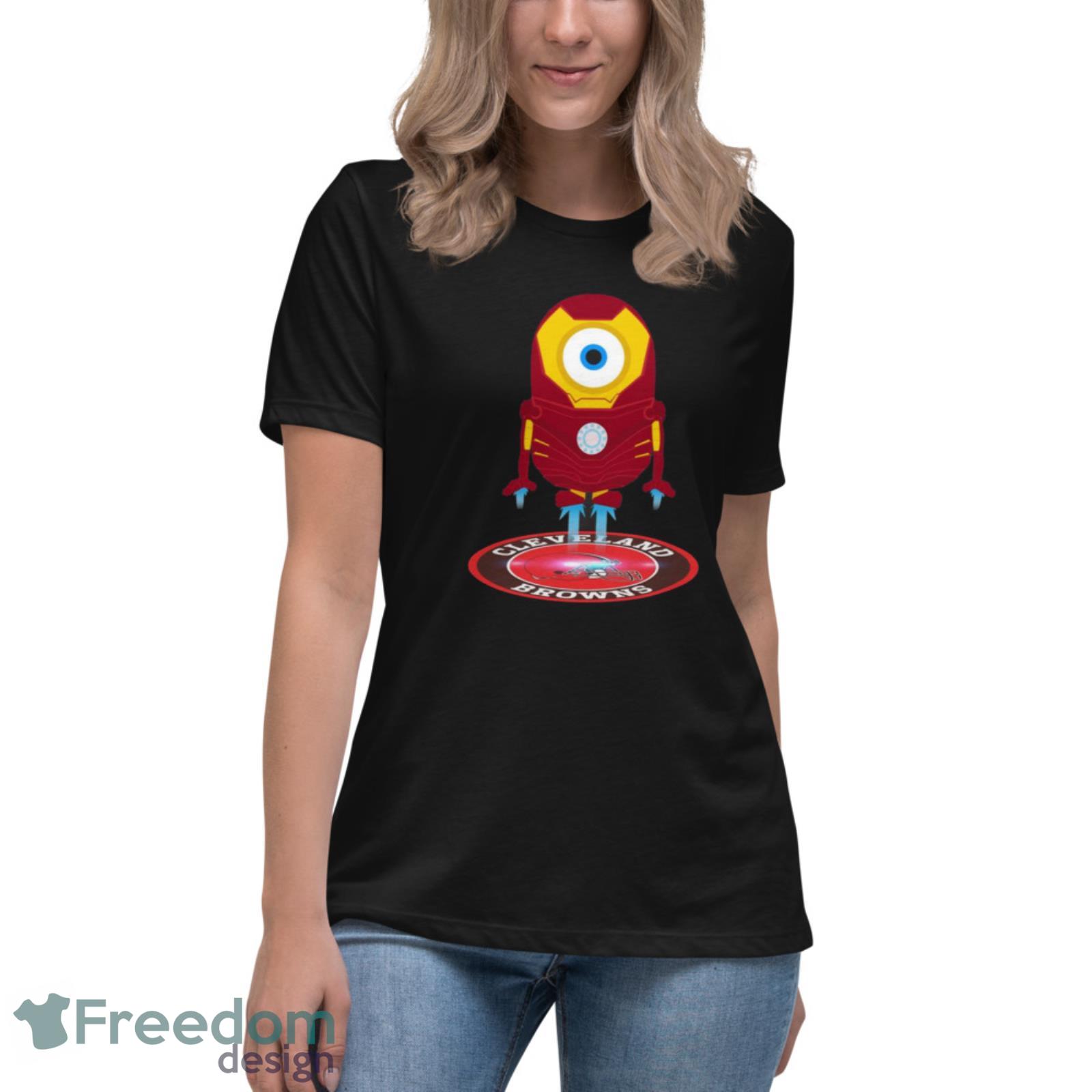 NFL Football Cleveland Browns Iron Man Minion Marvel Shirt T Shirt - Womens Relaxed Short Sleeve Jersey Tee NFL Football Cleveland Browns Iron Man Minion Marvel Shirt T Shirt - Womens Relaxed Short Sleeve Jersey Tee