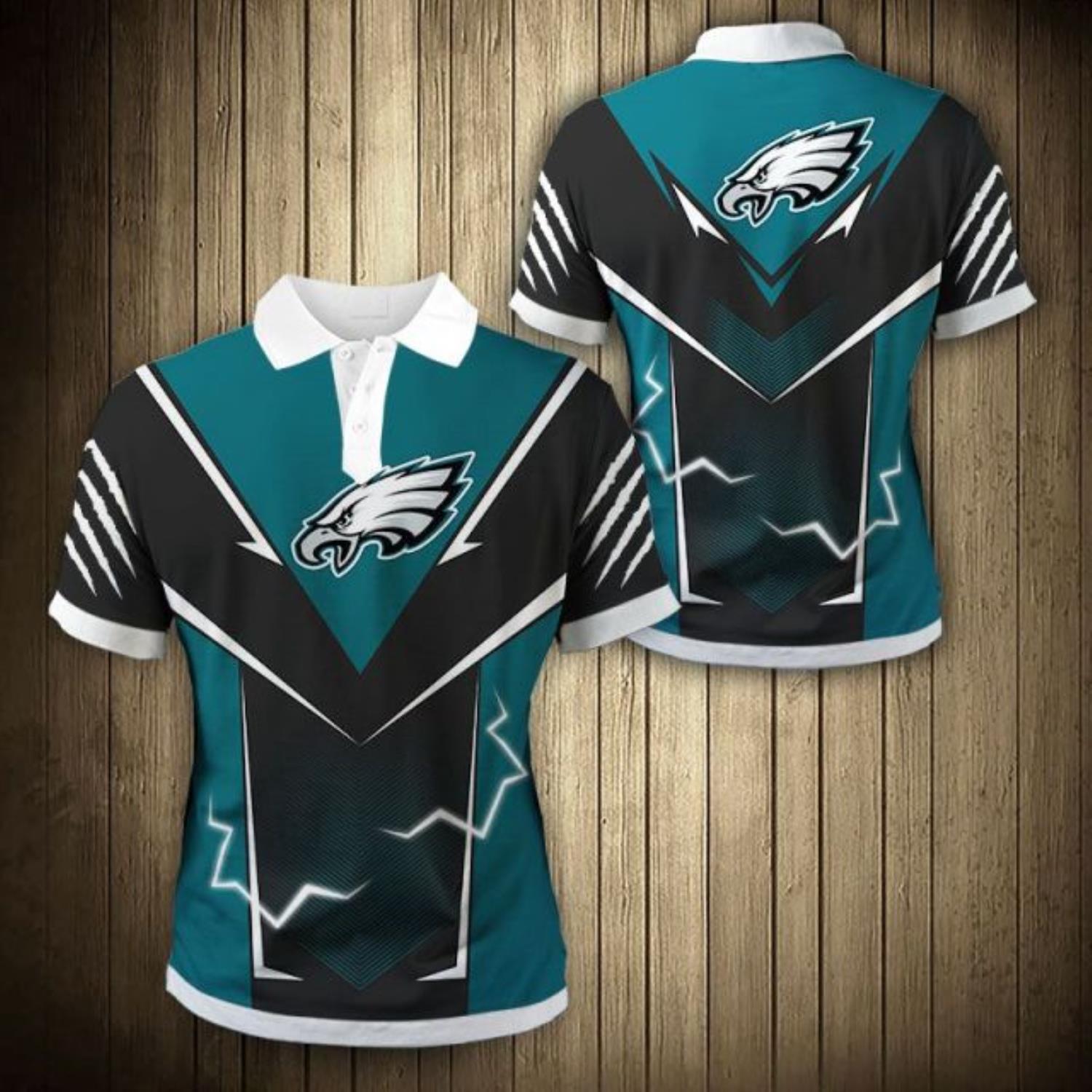 Custom Name Philadelphia Eagles Football Team Green 3D Polo Shirt For Fans