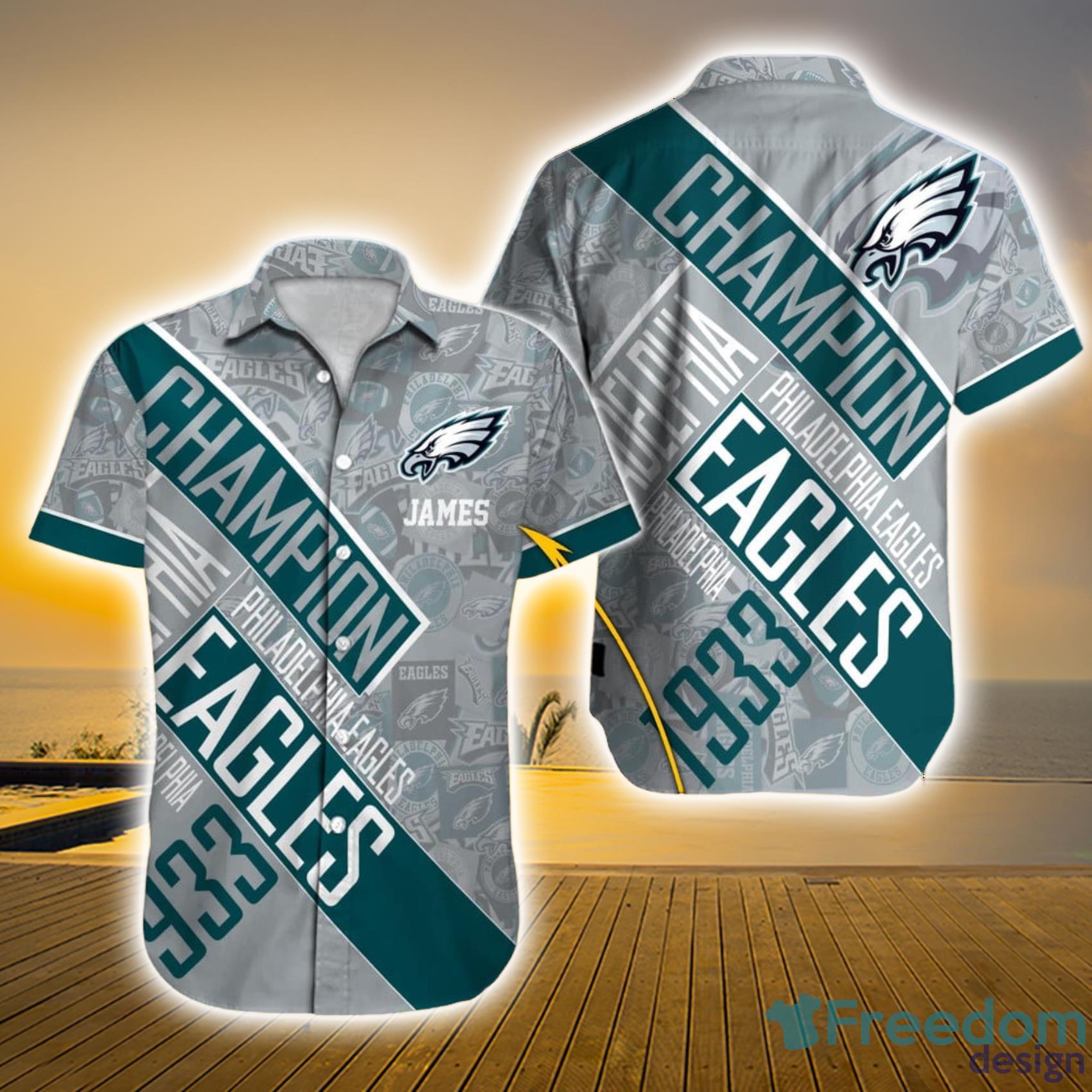 Philadelphia Eagles NFL Custom Name Champion 1933 Hawaiian Shirt Gift For Fans Product Photo 1