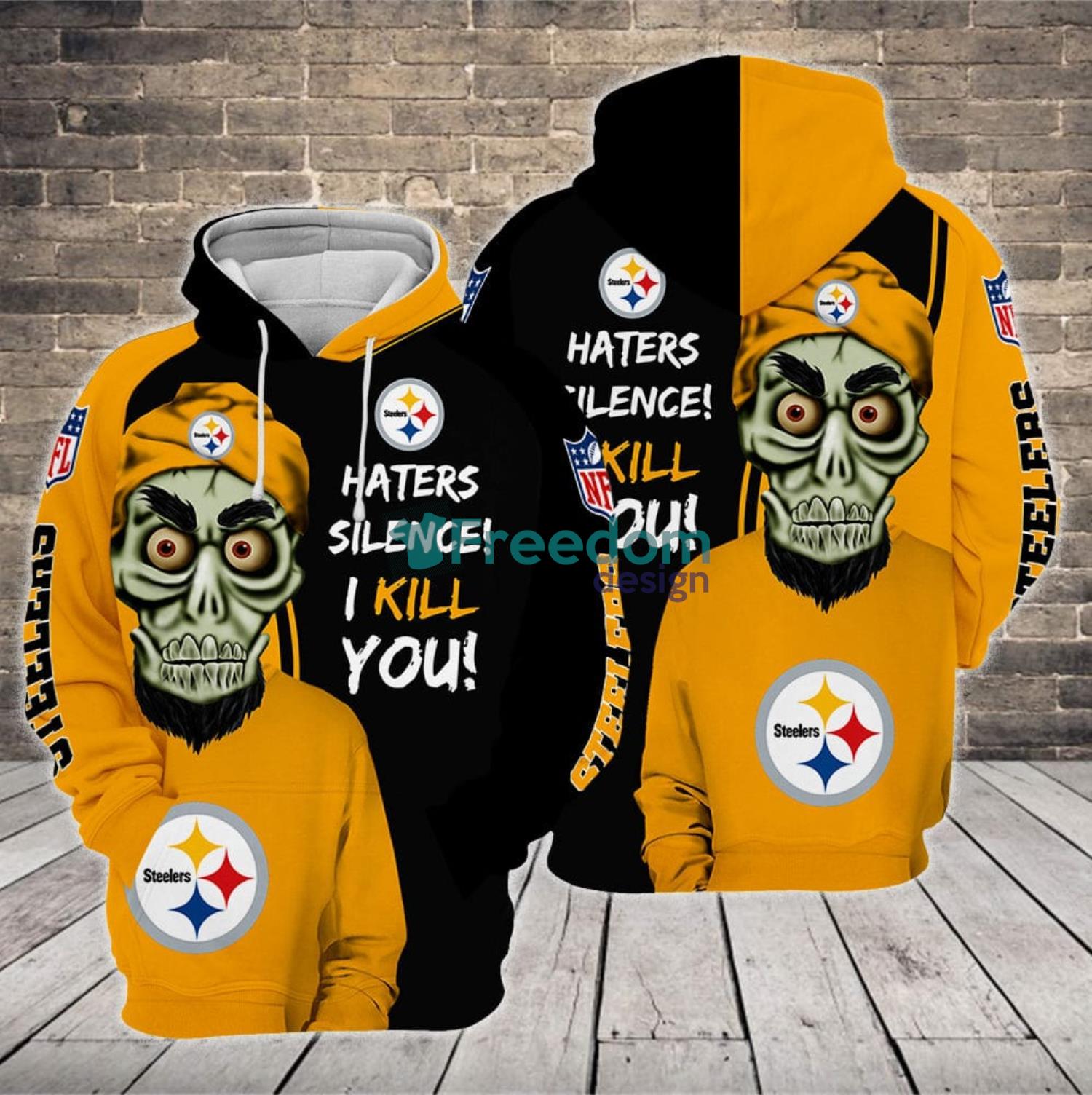 New Pittsburgh-Steelers SKull 3D Hoodie Christmas Gift All Over