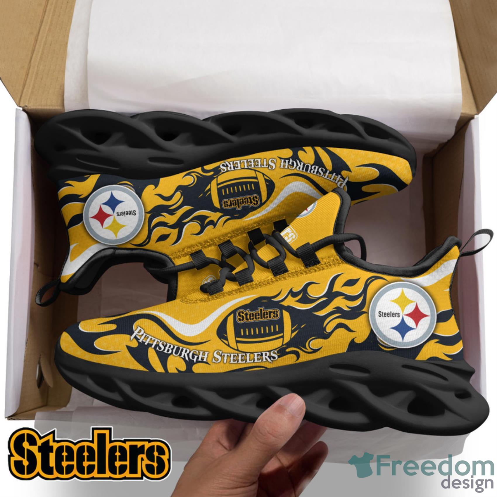 Personalized Name NFL Pittsburgh Steelers Flame Logo Max Soul Shoes Gift  Fans - Freedomdesign