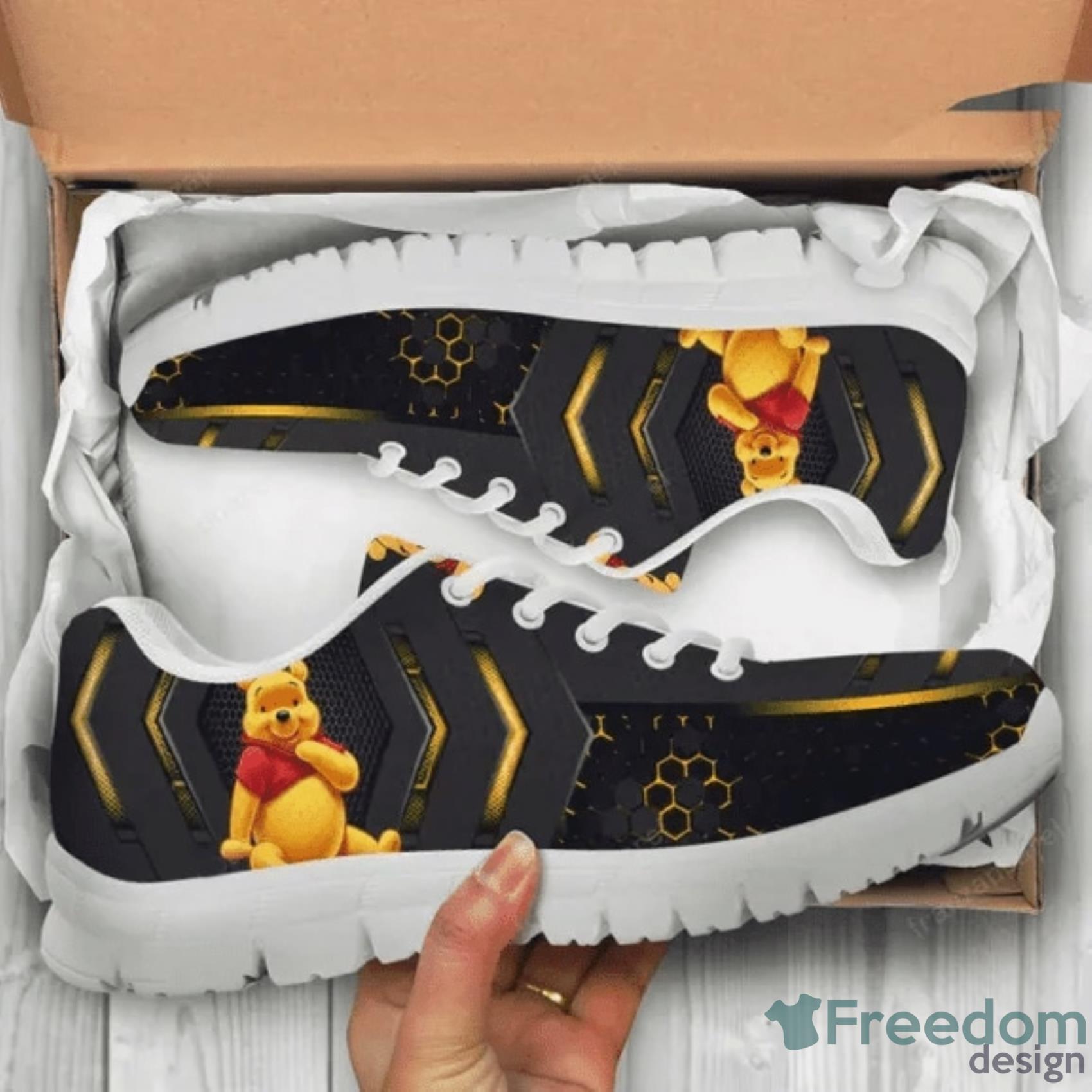 Pooh Winnie The Pooh  Net Abstract Black Sneakers Shoes For Men And Women Product Photo 2