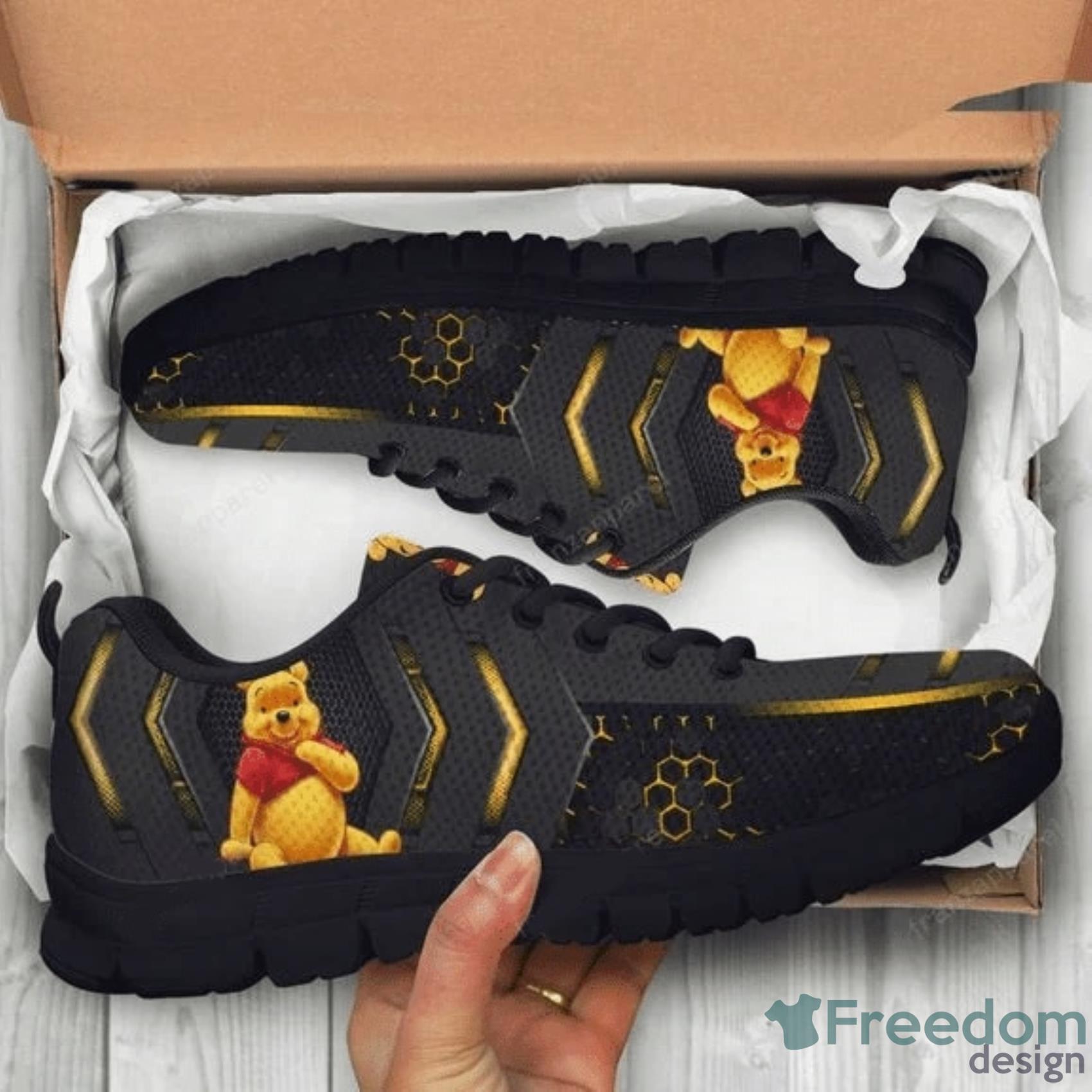 Pooh Winnie The Pooh  Net Abstract Black Sneakers Shoes For Men And Women Product Photo 1