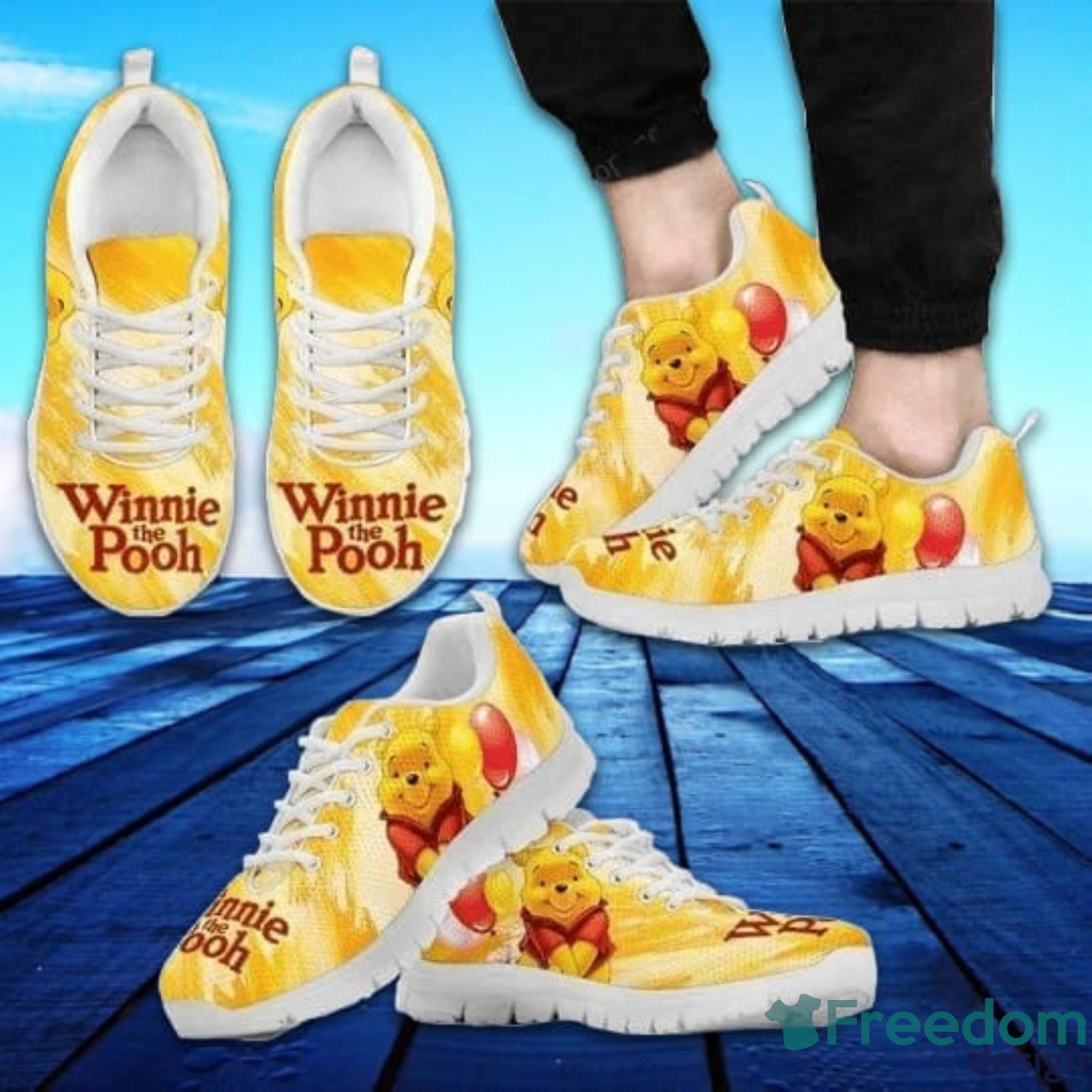 Pooh Winnie The Pooh Yellow Watercolor Sneakers Shoes For Men And Women Product Photo 2
