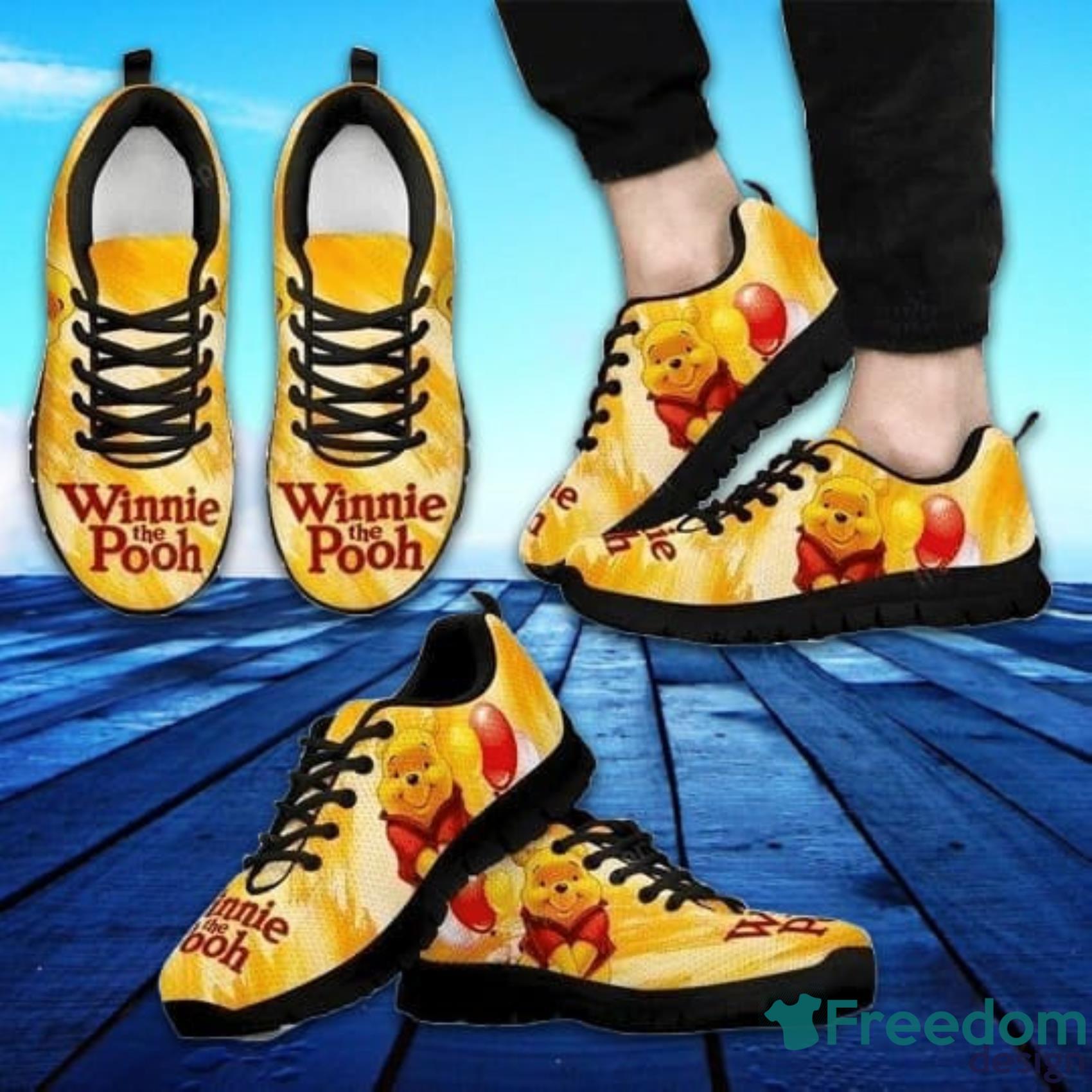 Pooh Winnie The Pooh Yellow Watercolor Sneakers Shoes For Men And Women Product Photo 1