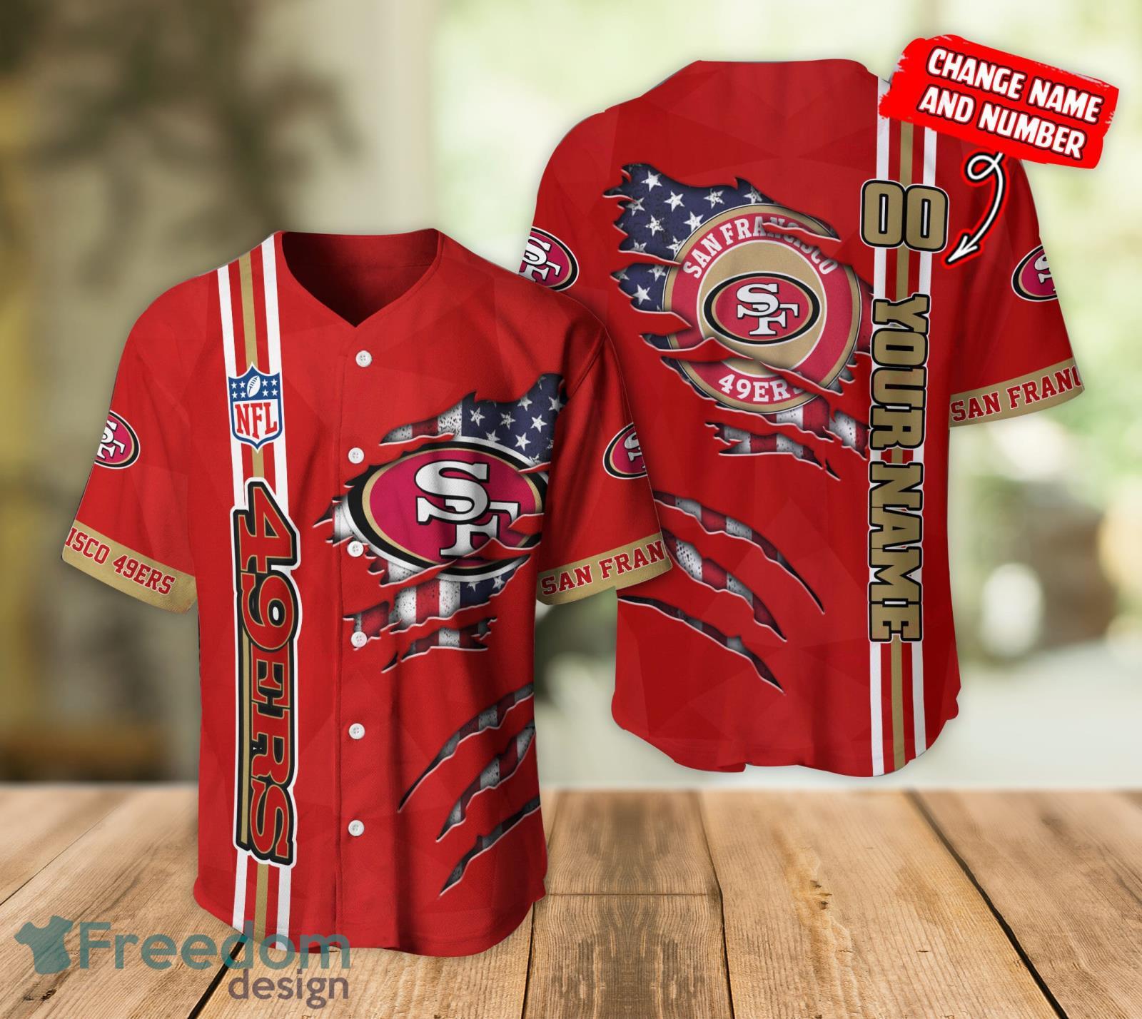San Francisco 49ers NFL Custom Name And Number Baseball Jersey