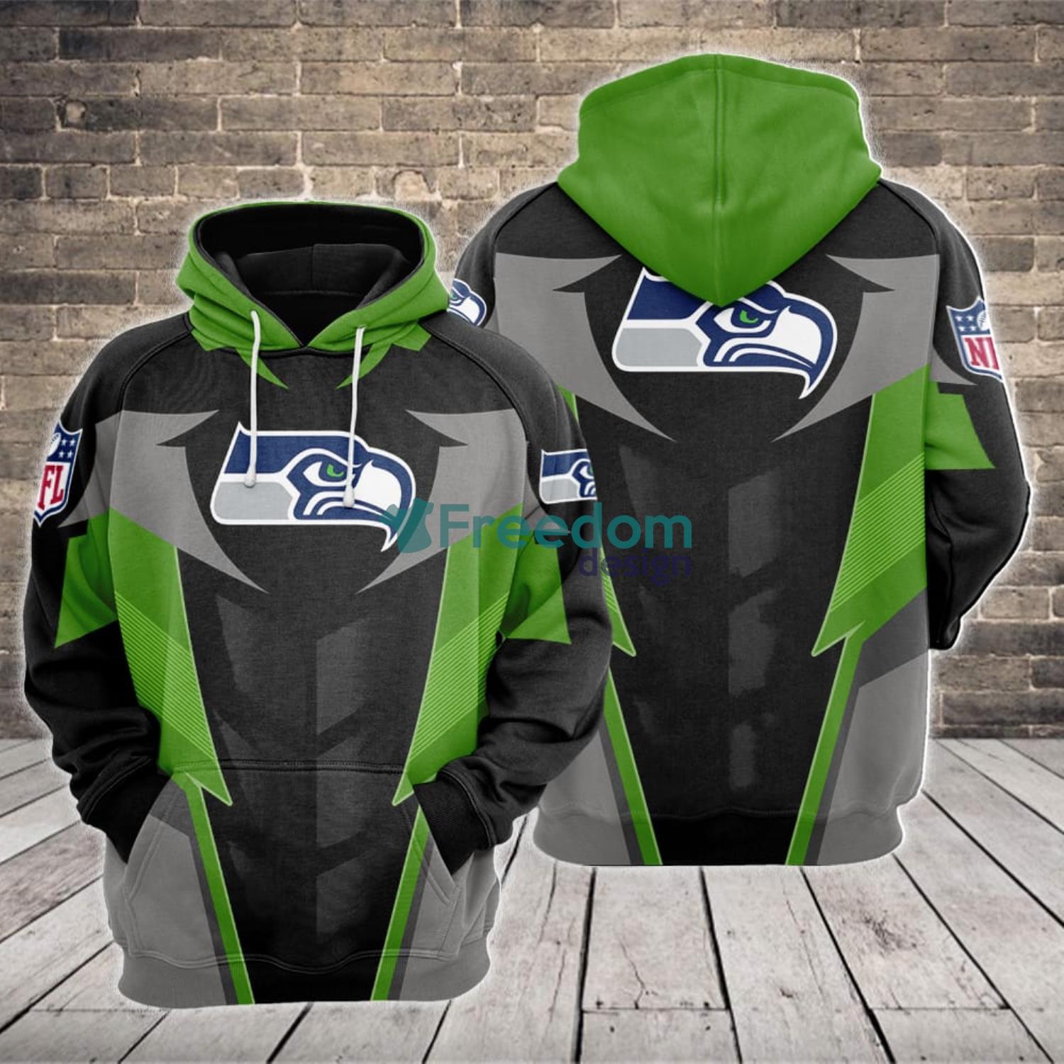 NFL Seattle Seahawks Green Hoodie, Zip Hoodie 3D All Over Print For Fans