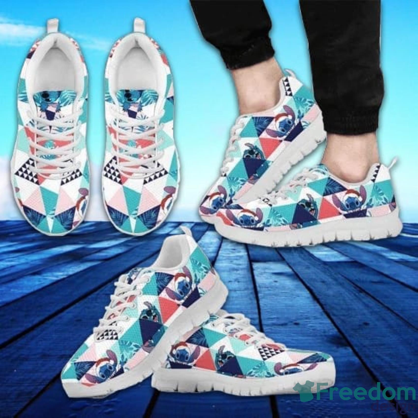 Stitch Christmas Floral Cute Sneakers Shoes For Men And Women Product Photo 2