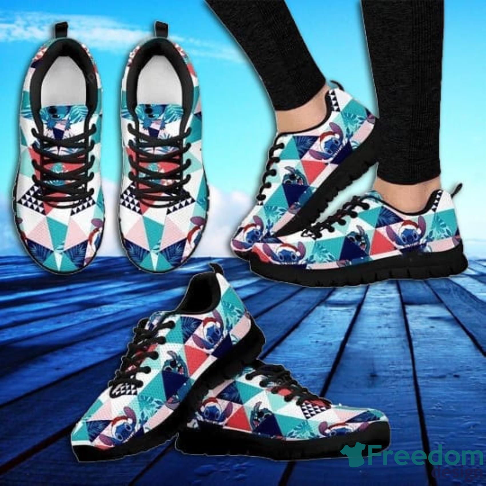 Stitch Christmas Floral Cute Sneakers Shoes For Men And Women Product Photo 1