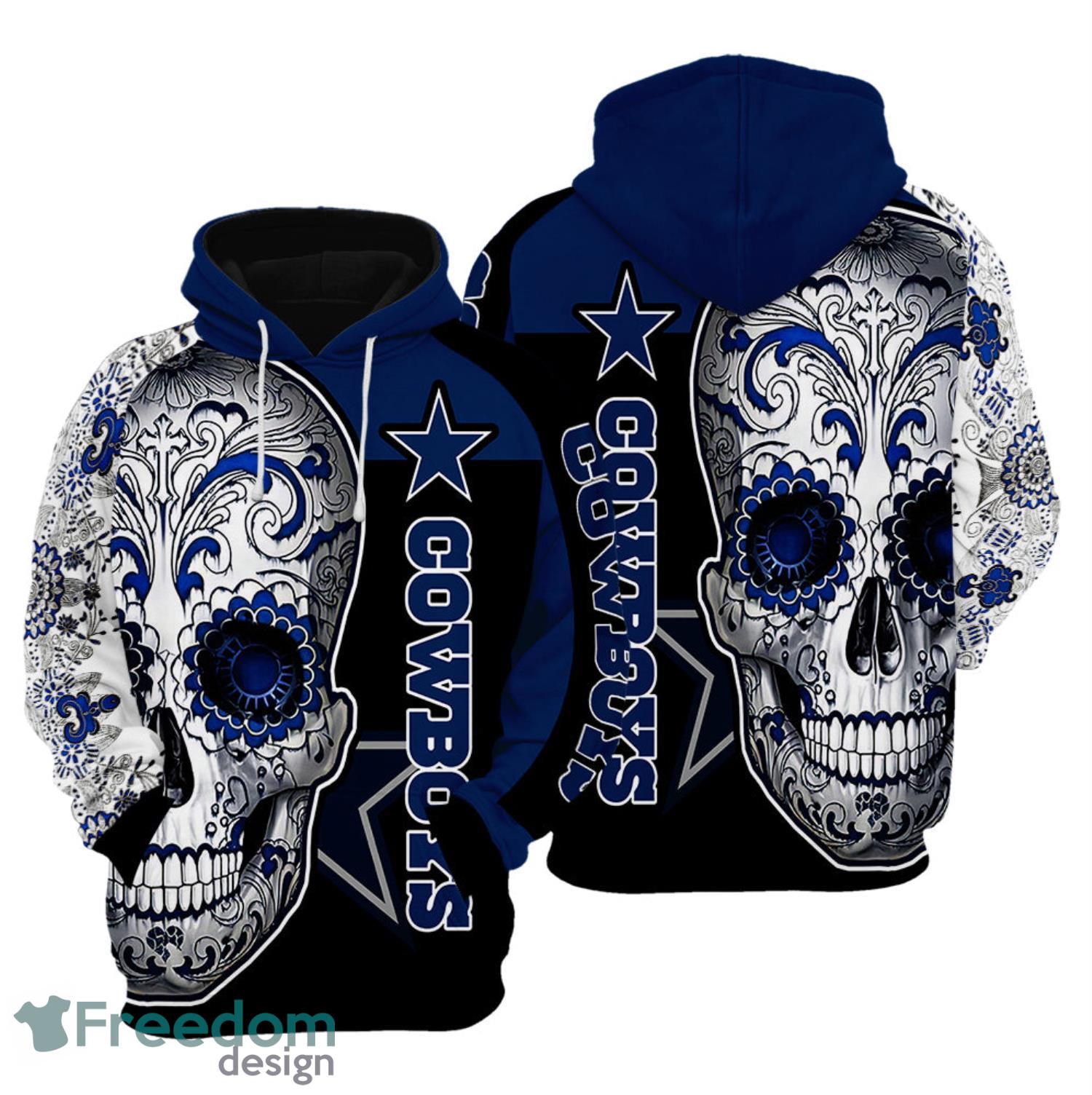 Sugar Skull Dallas Cowboys All Over Print Hoodie - Freedomdesign