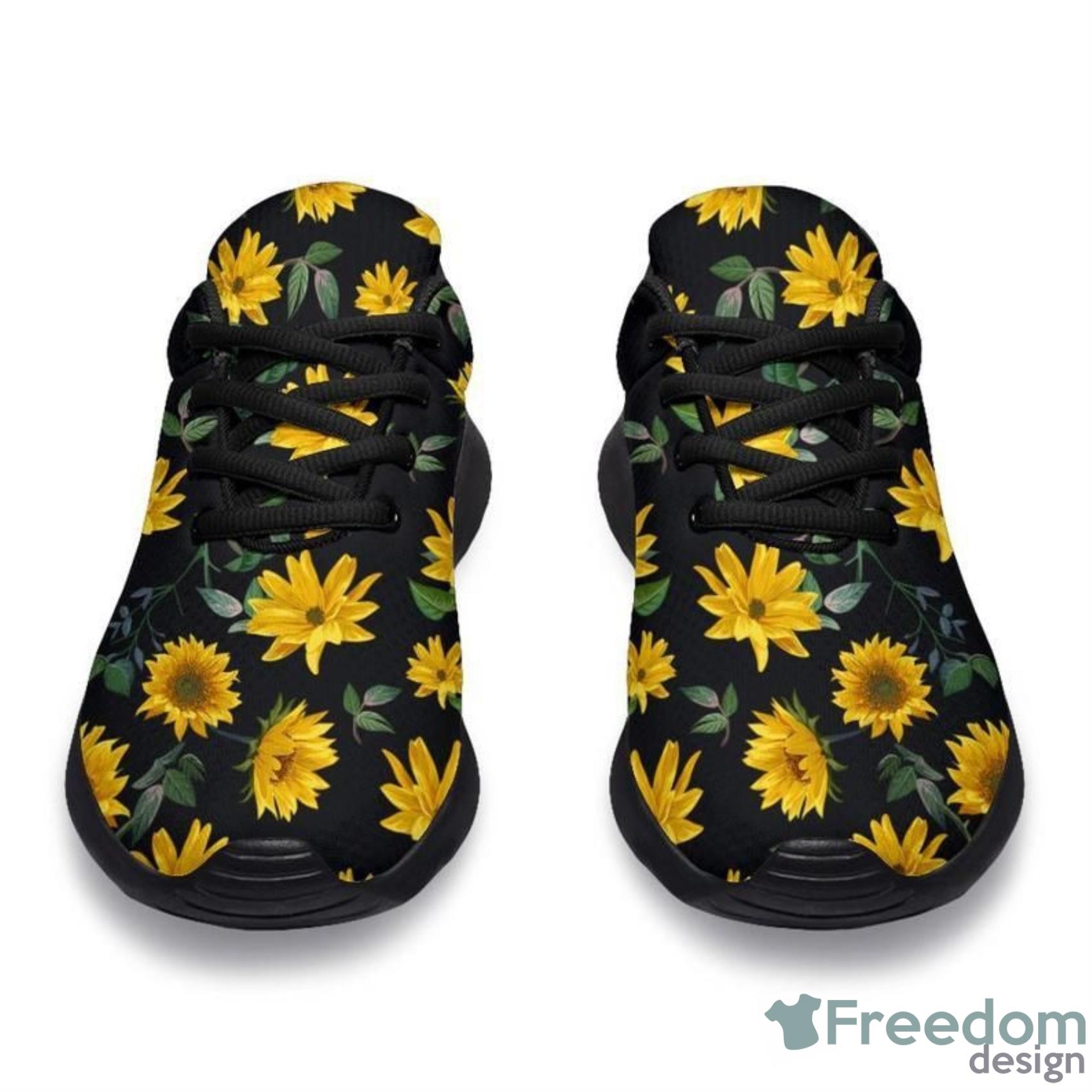 Sun Flowers Black Background Sneakers Shoes For Men And Women image Sun Flowers Black Background Sneakers Shoes For Men And Women Product Photo 2