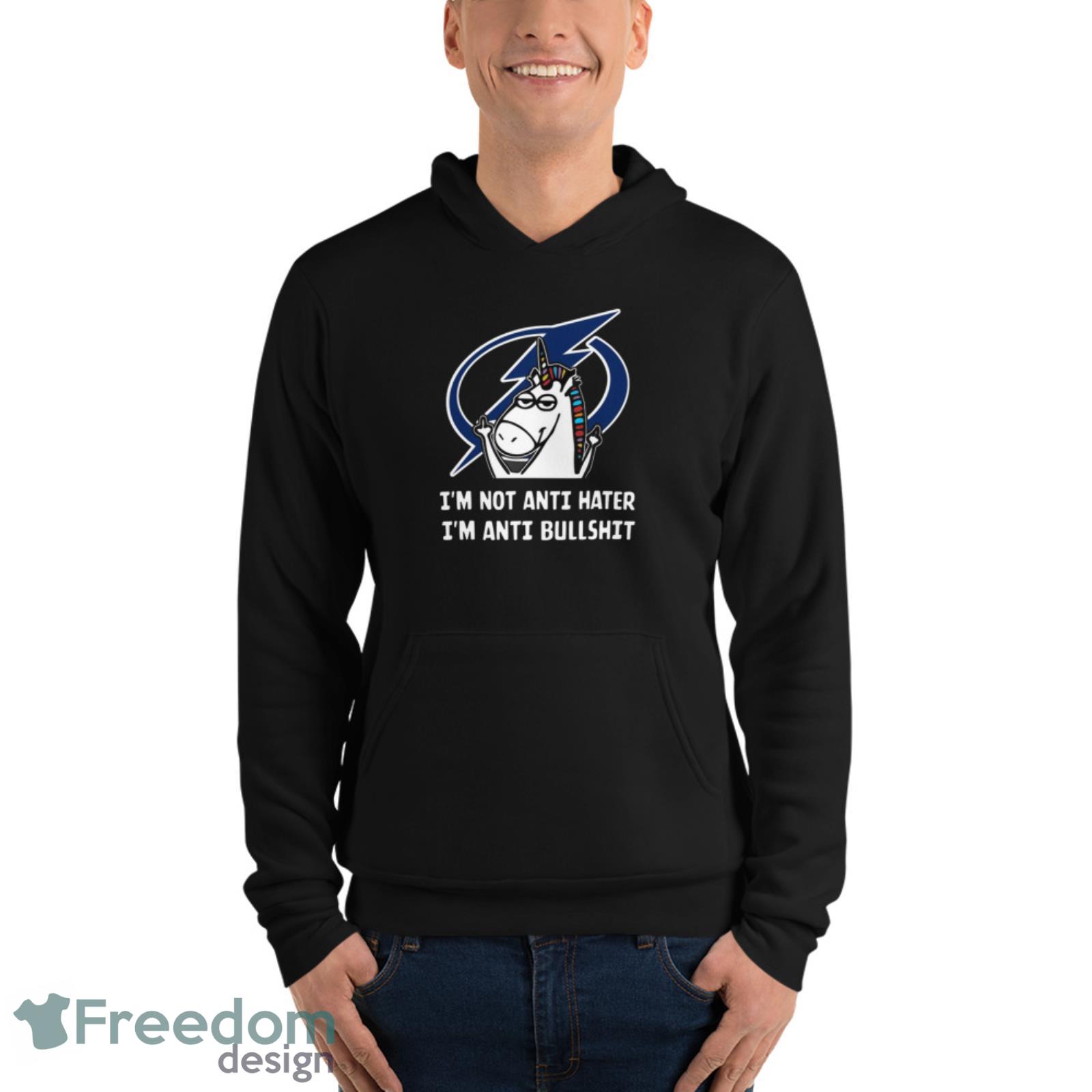 Tampa Bay Lightning NHL Hockey Unicorn I’m Not Anti Hater I’m Anti Bullshit T Shirt image Tampa Bay Lightning NHL Hockey Unicorn I’m Not Anti Hater I’m Anti Bullshit T Shirt - Unisex Fleece Pullover Hoodie