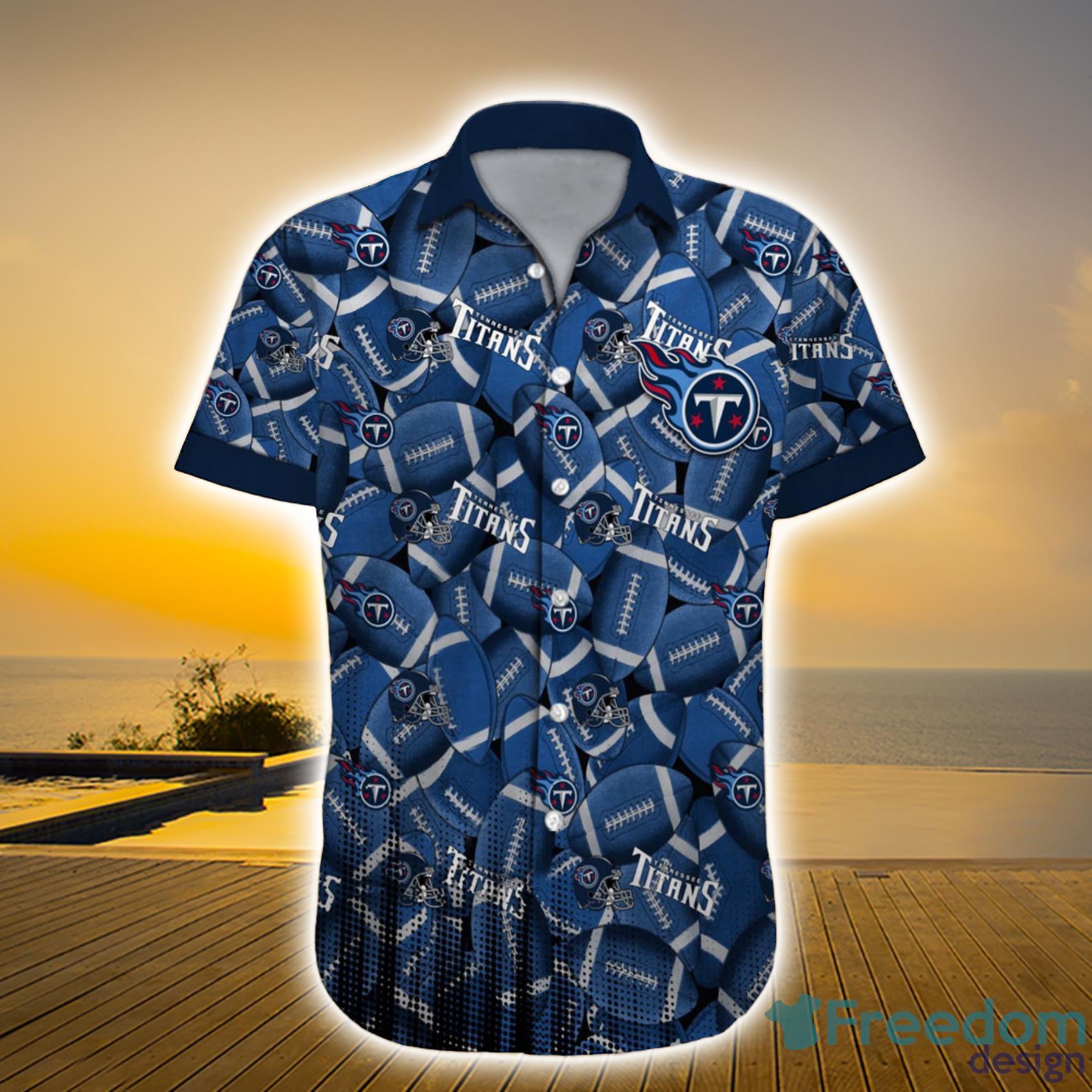 Tennessee Titans NFL Custom Name Ball Backgroud And Logo Pattern Hawaiian Shirt Gift For Fans Product Photo 1