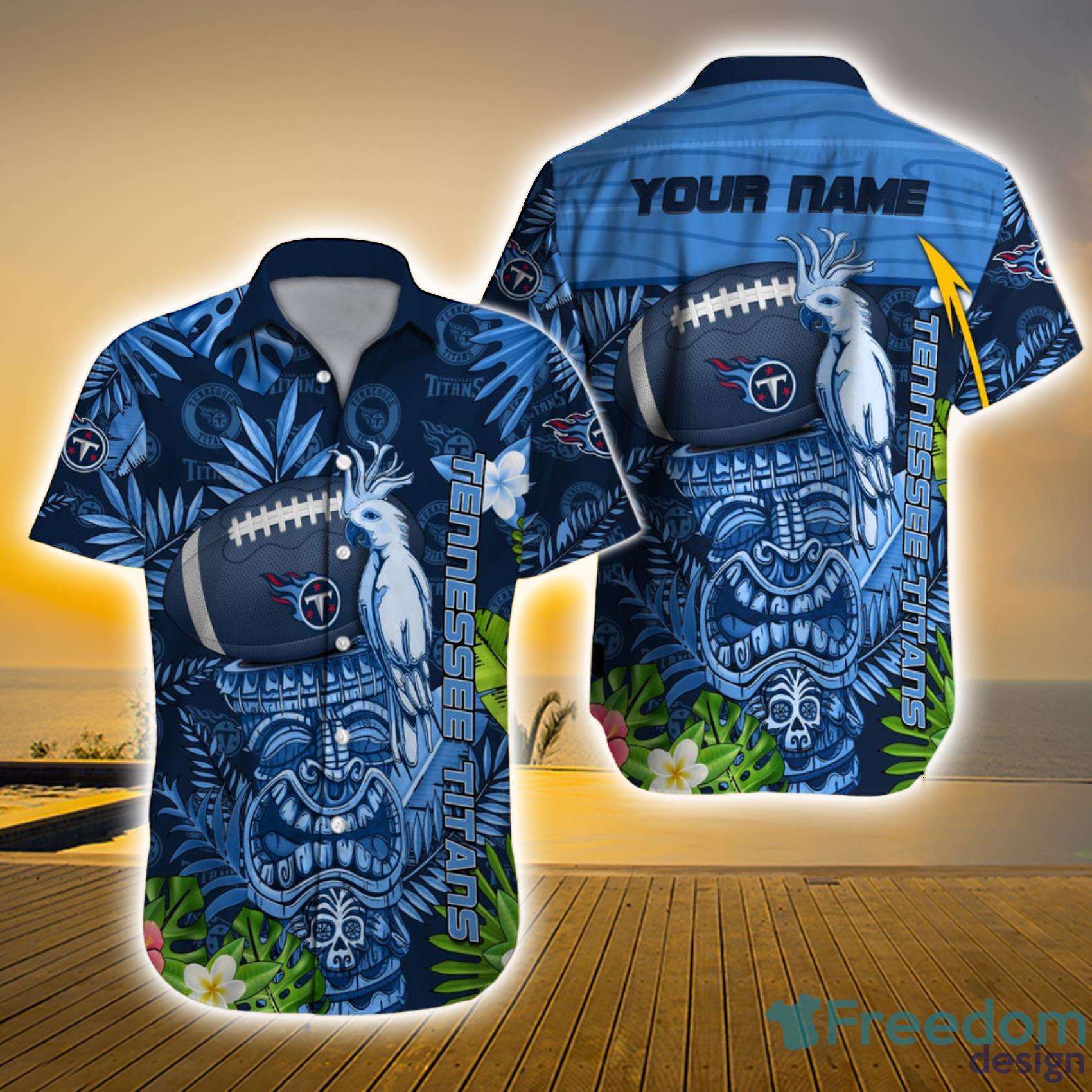 Tennessee Titans NFL Custom Name Hawaii Symbol Custom Name Tropical Full Print Hawaiian Shirt Product Photo 1