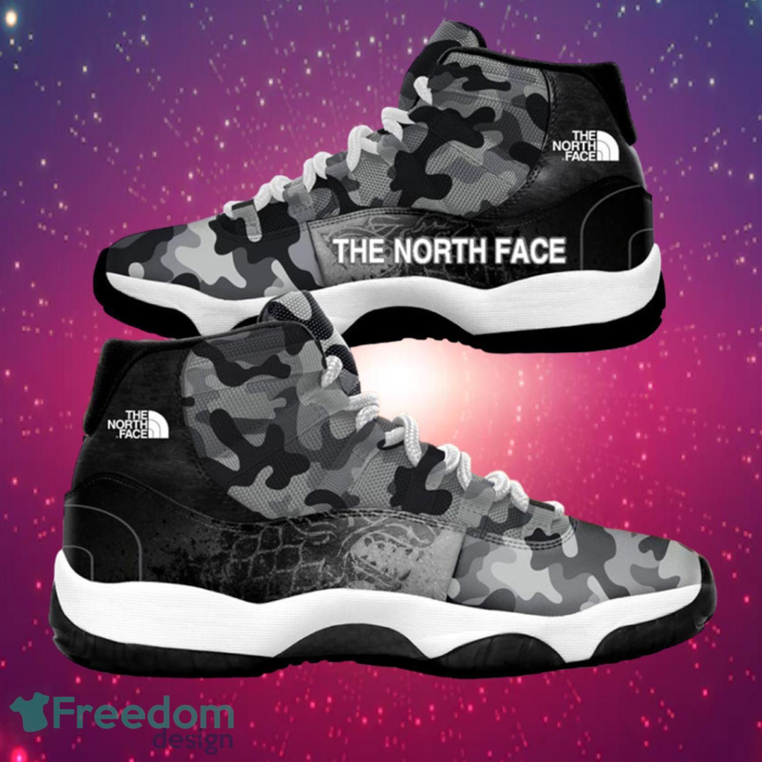 The North Face Camo Black Air Jordan 11 Shoes Product Photo 1