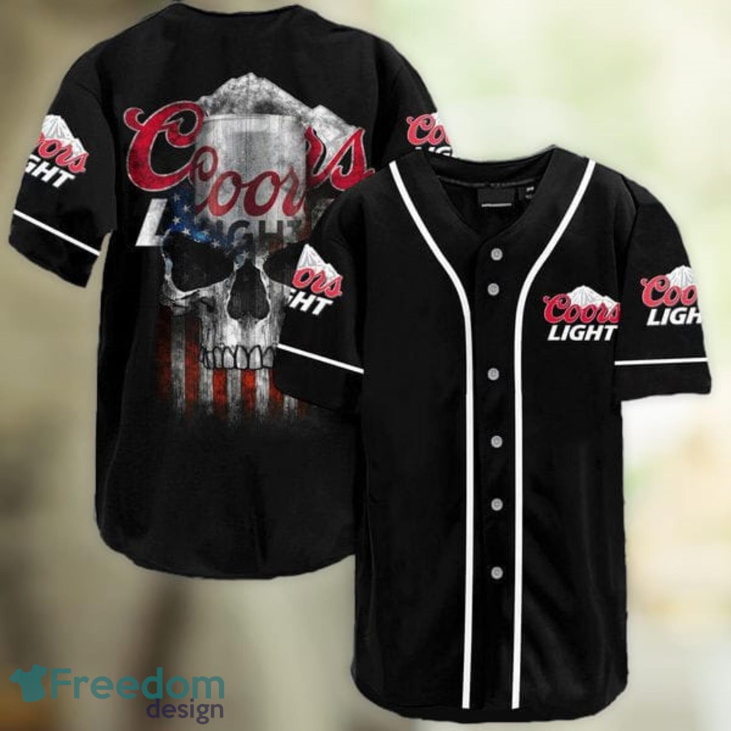 Us Flag Black Skull Captain Morgan Baseball Jersey HU - Hopped-Up Tees