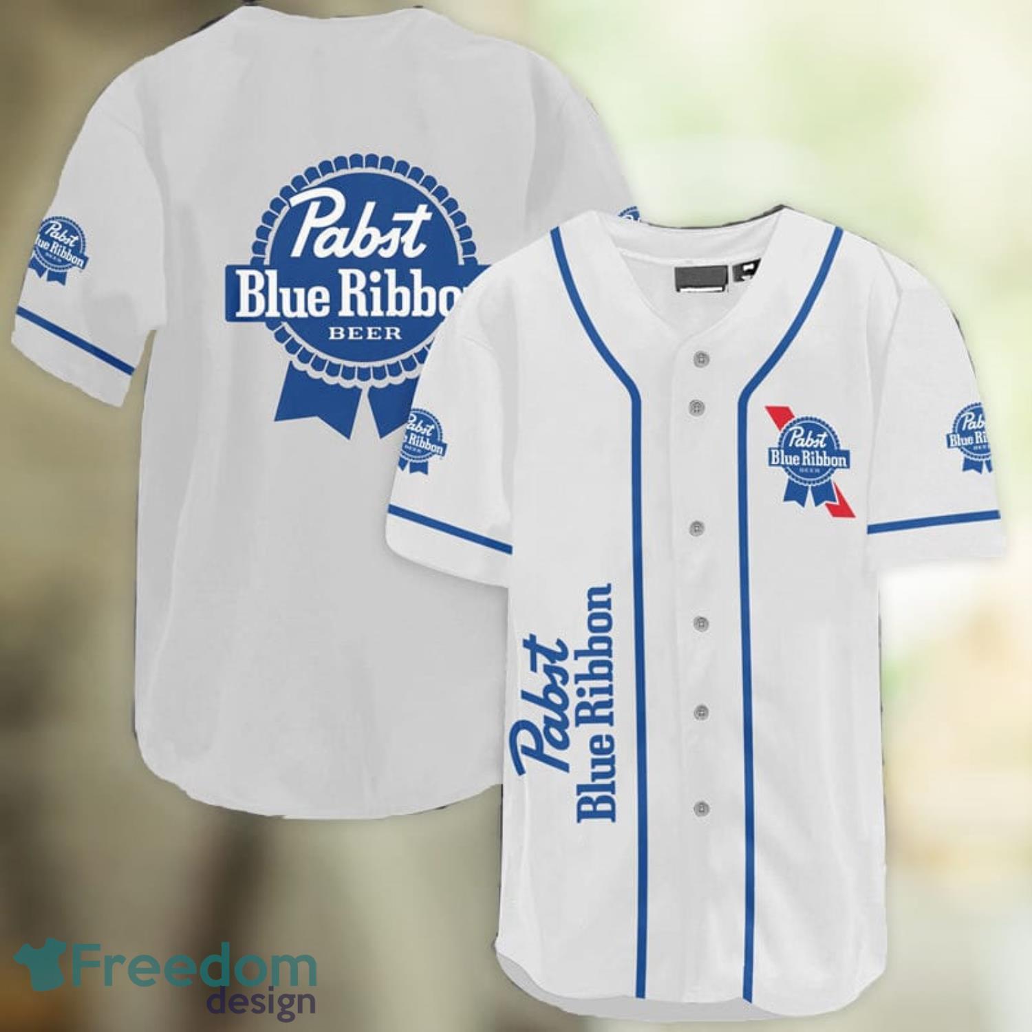 White Pabst Blue Ribbon Baseball Jersey Shirt Summer Gift Product Photo 1