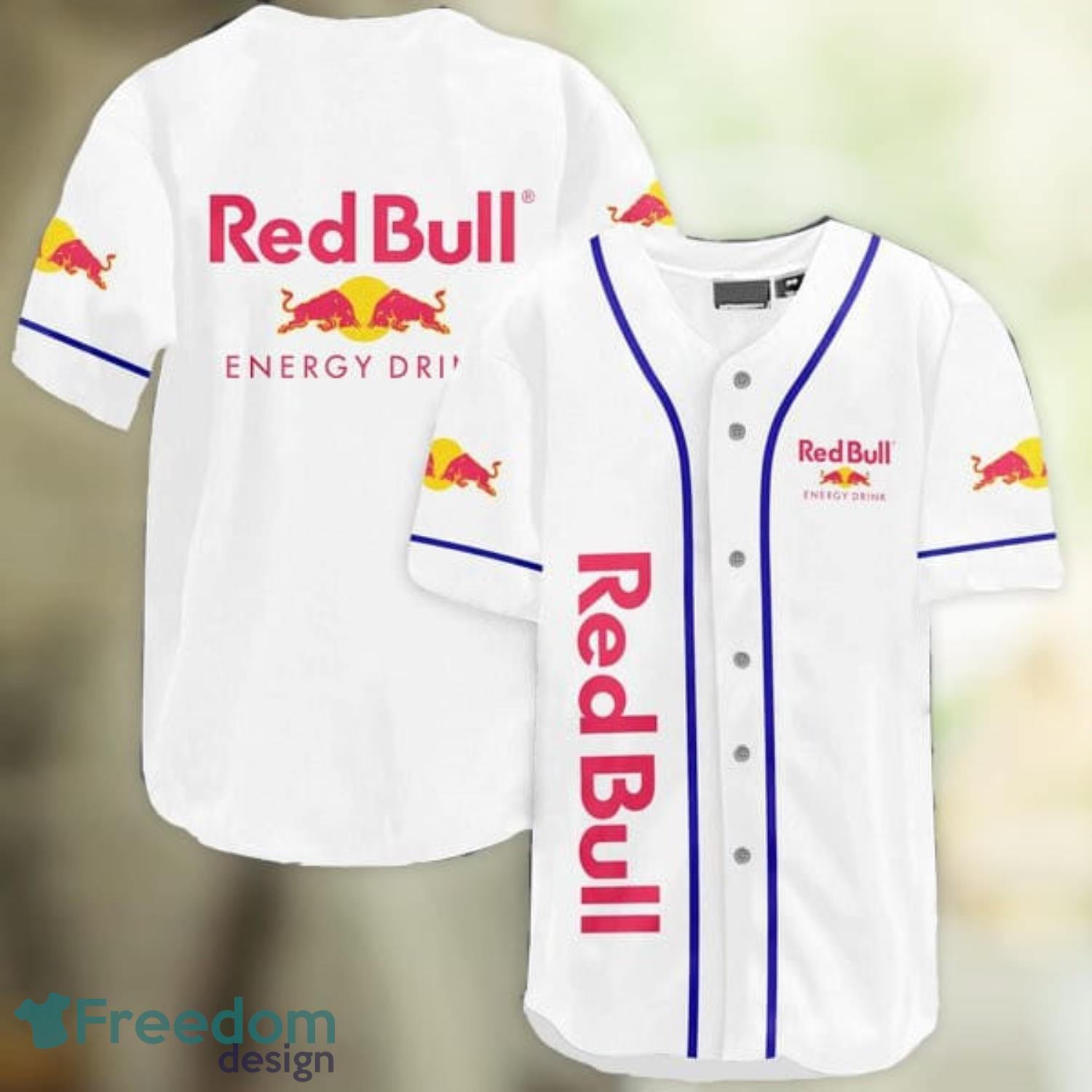White Redbull Energy Drink Baseball Jersey Shirt Summer Gift Product Photo 1