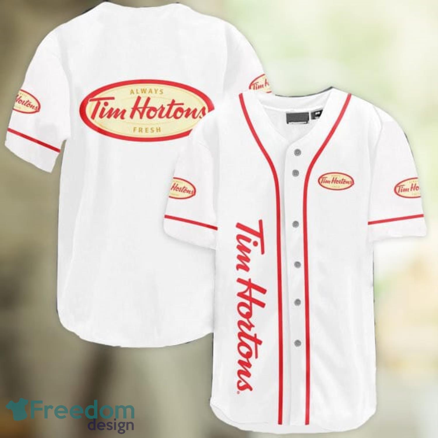 White Tim Hortons Baseball Jersey Shirt Summer Gift Product Photo 1