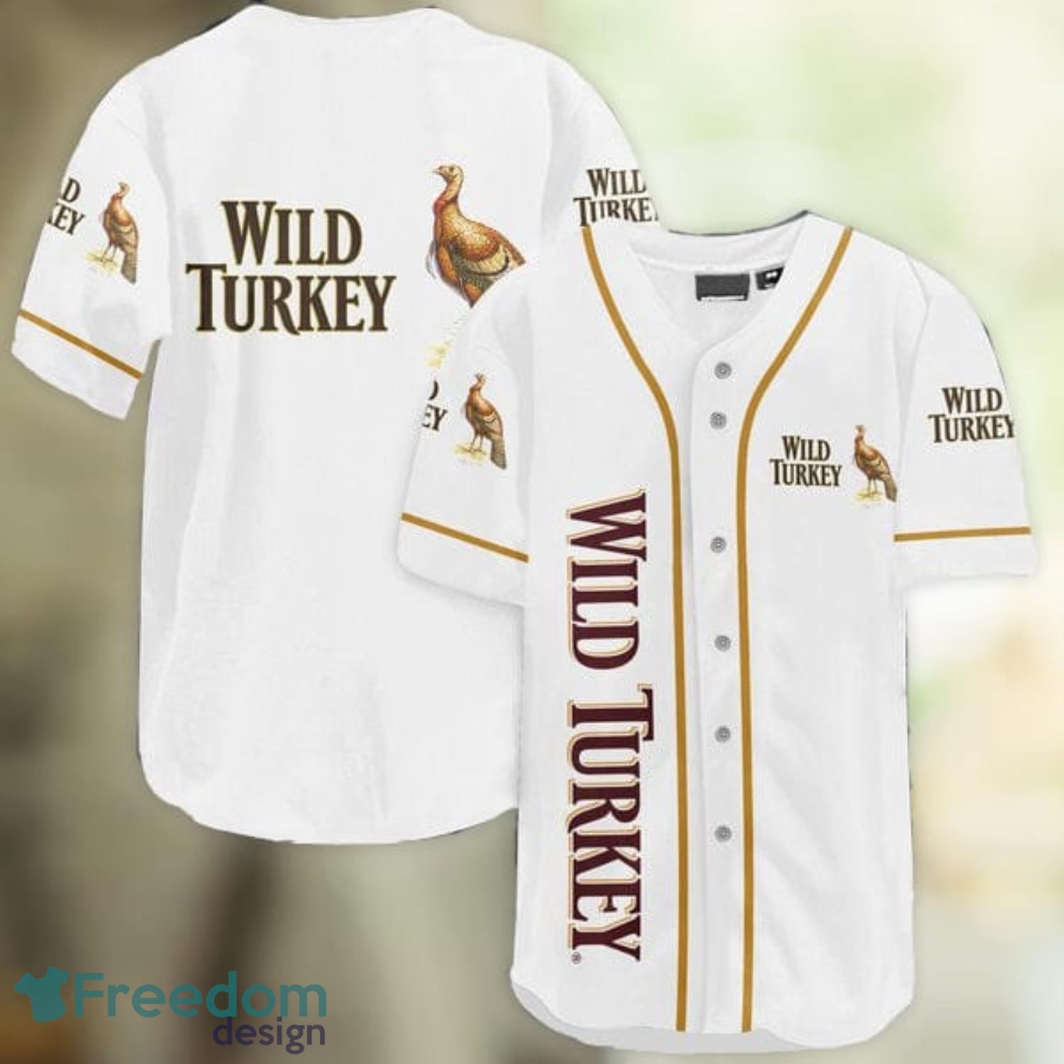 White Wild Turkey Baseball Jersey Shirt Summer Gift Product Photo 1