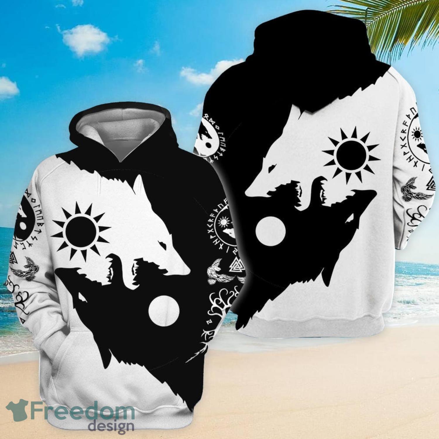 Wolf Eating Moon All Over Printed 3D Hoodie Gift For Men And Women Product Photo 1