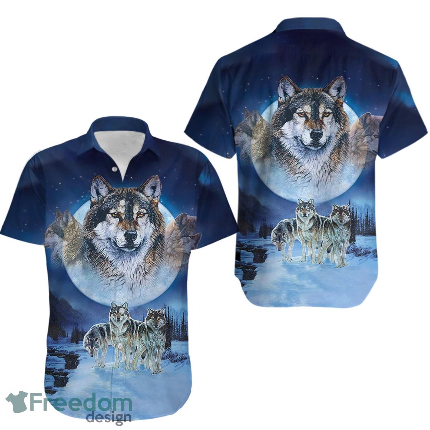 Wolf Hawaiian Shirt Howling Moon Hawaiian Shirt
