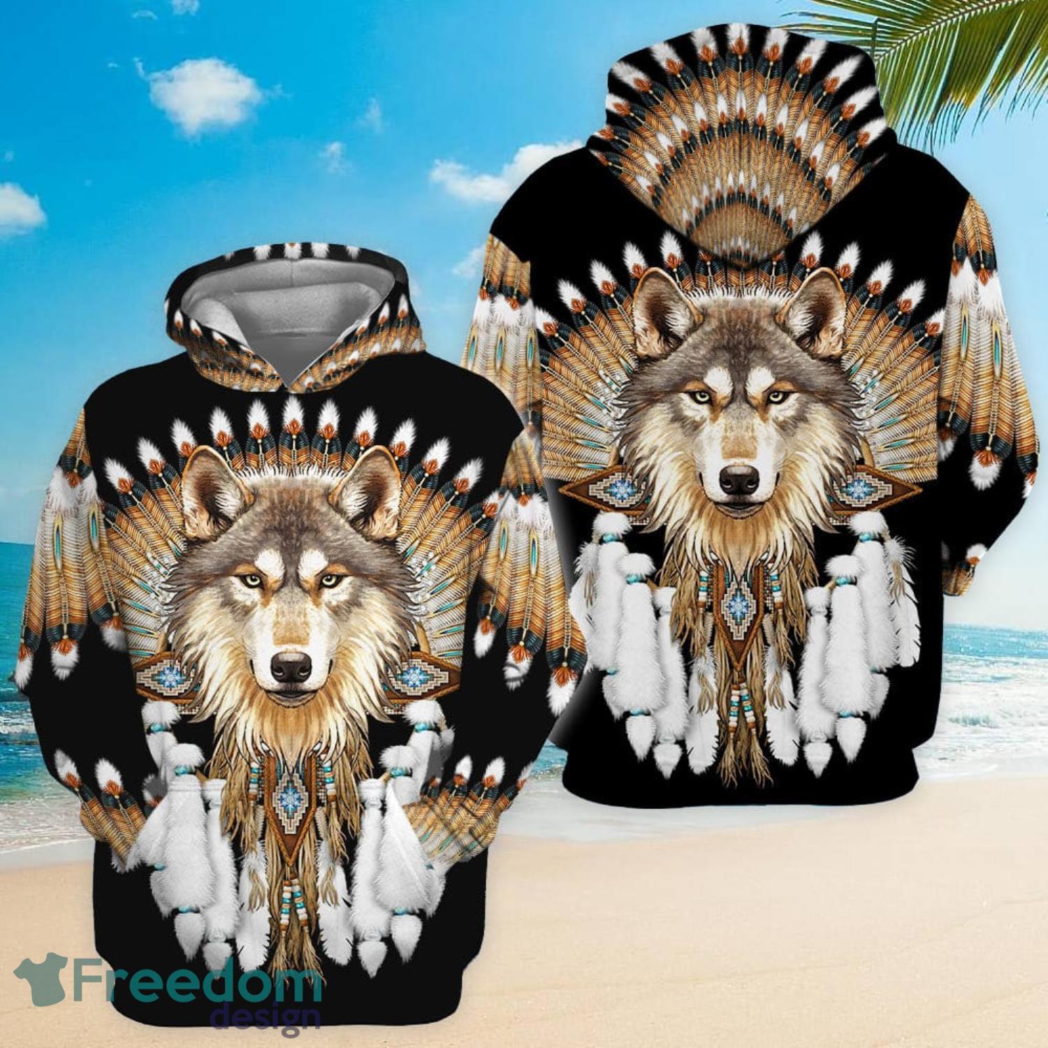 Wolf Indian Native American All Over Printed 3D Hoodie Gift For Men And Women Product Photo 1