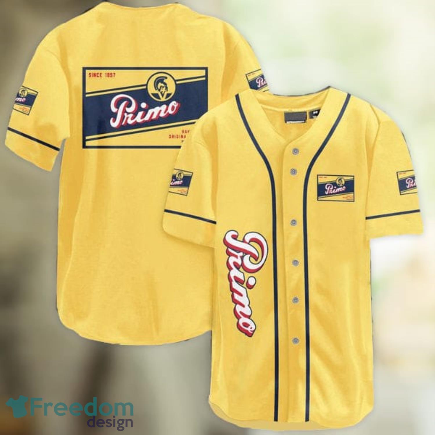 Yellow Primo Beers Baseball Jersey Shirt Summer Gift Product Photo 1