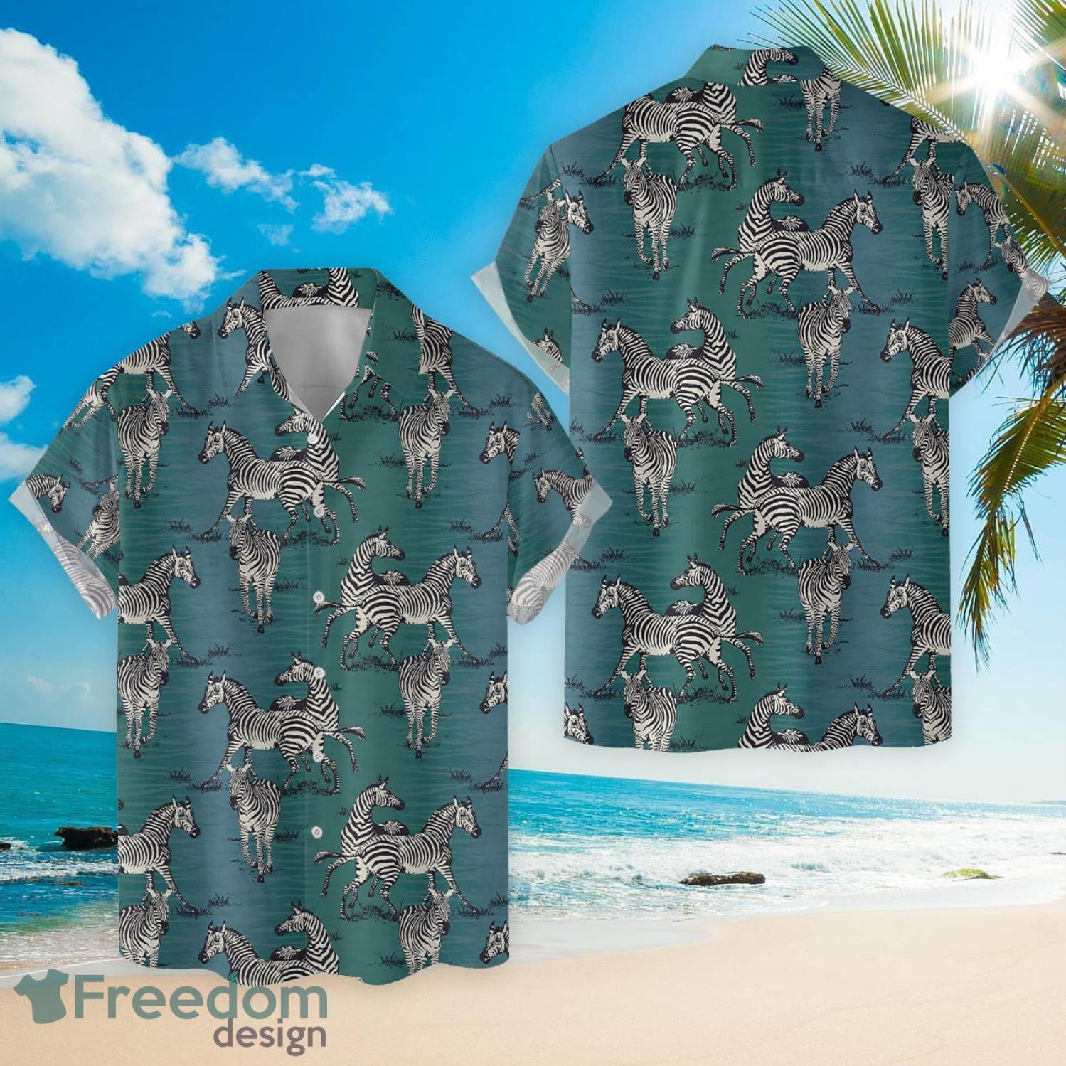 Zebra Button Down Short Sleeve Hawaiian Shirt Product Photo 2