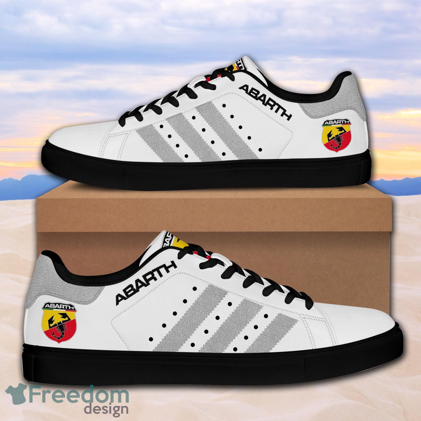 Abarth Sports Cars Grey Line Low Top Leather Skate Shoes For Men And Women Product Photo 1
