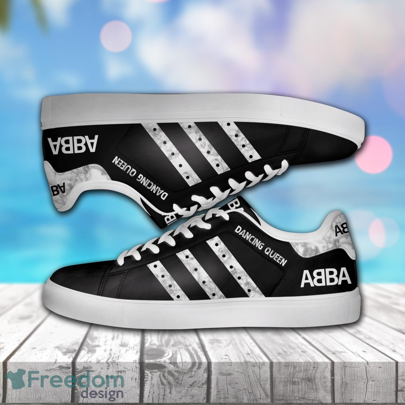 Abba Dancing Queen Black White Low Top Leather Skate Shoes For Men And Women Product Photo 1