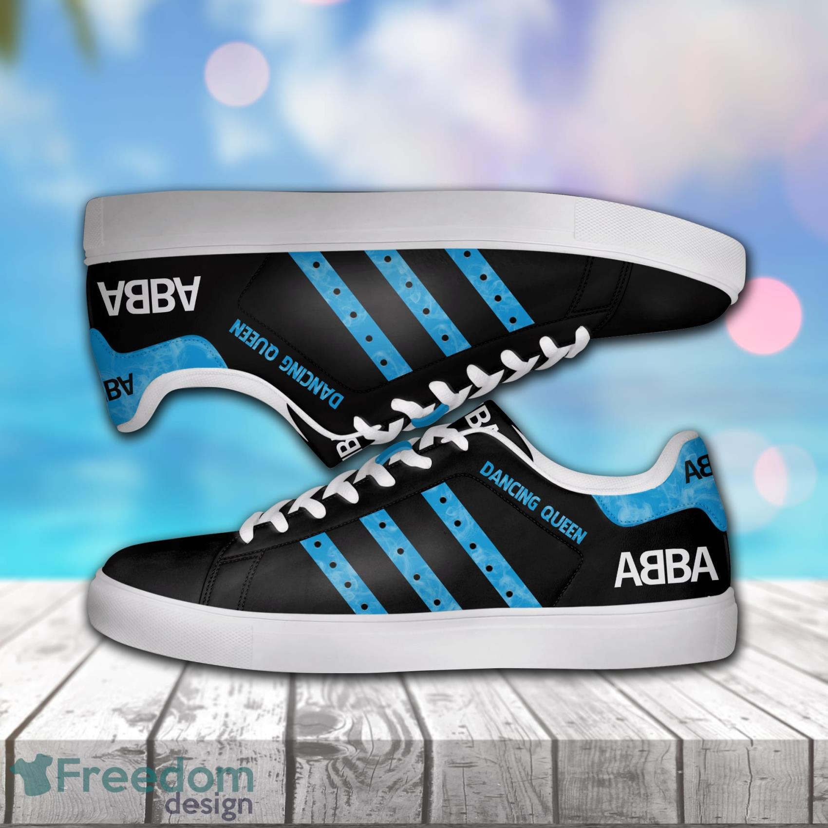 Abba Dancing Queen Blue Black Low Top Leather Skate Shoes For Men And Women Product Photo 1