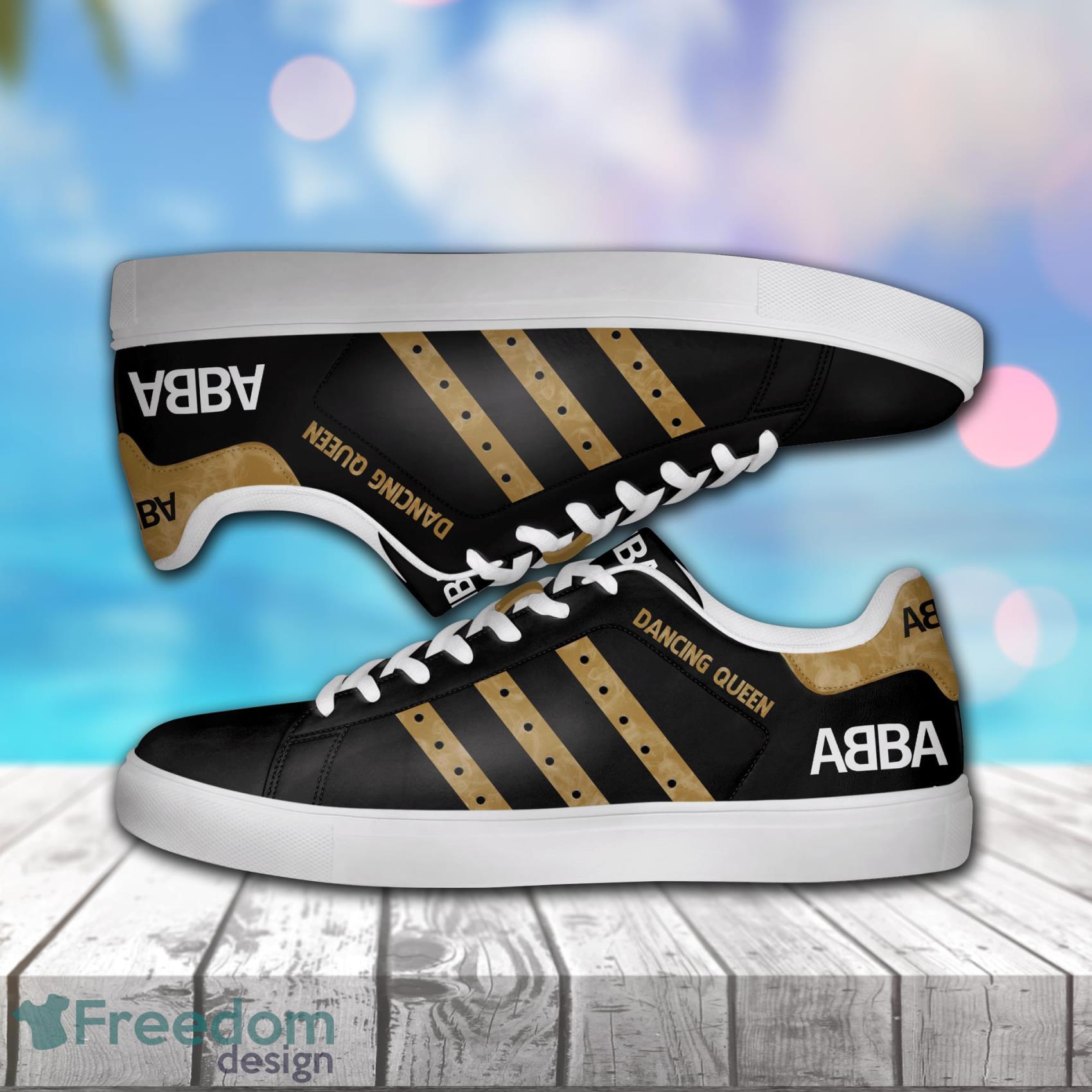 Abba Dancing Queen Coffe Black Low Top Leather Skate Shoes For Men And Women Product Photo 1