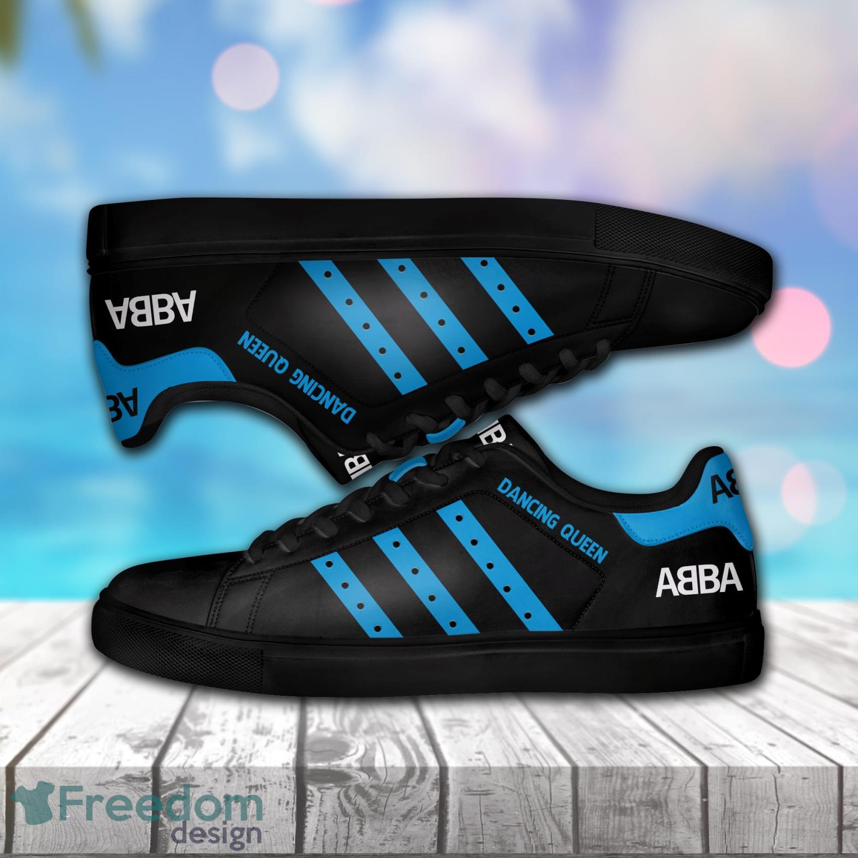 Abba Music Band, Abba Dancing Queen Low Top Leather Skate Shoes For Men And Women Blue Black Product Photo 1