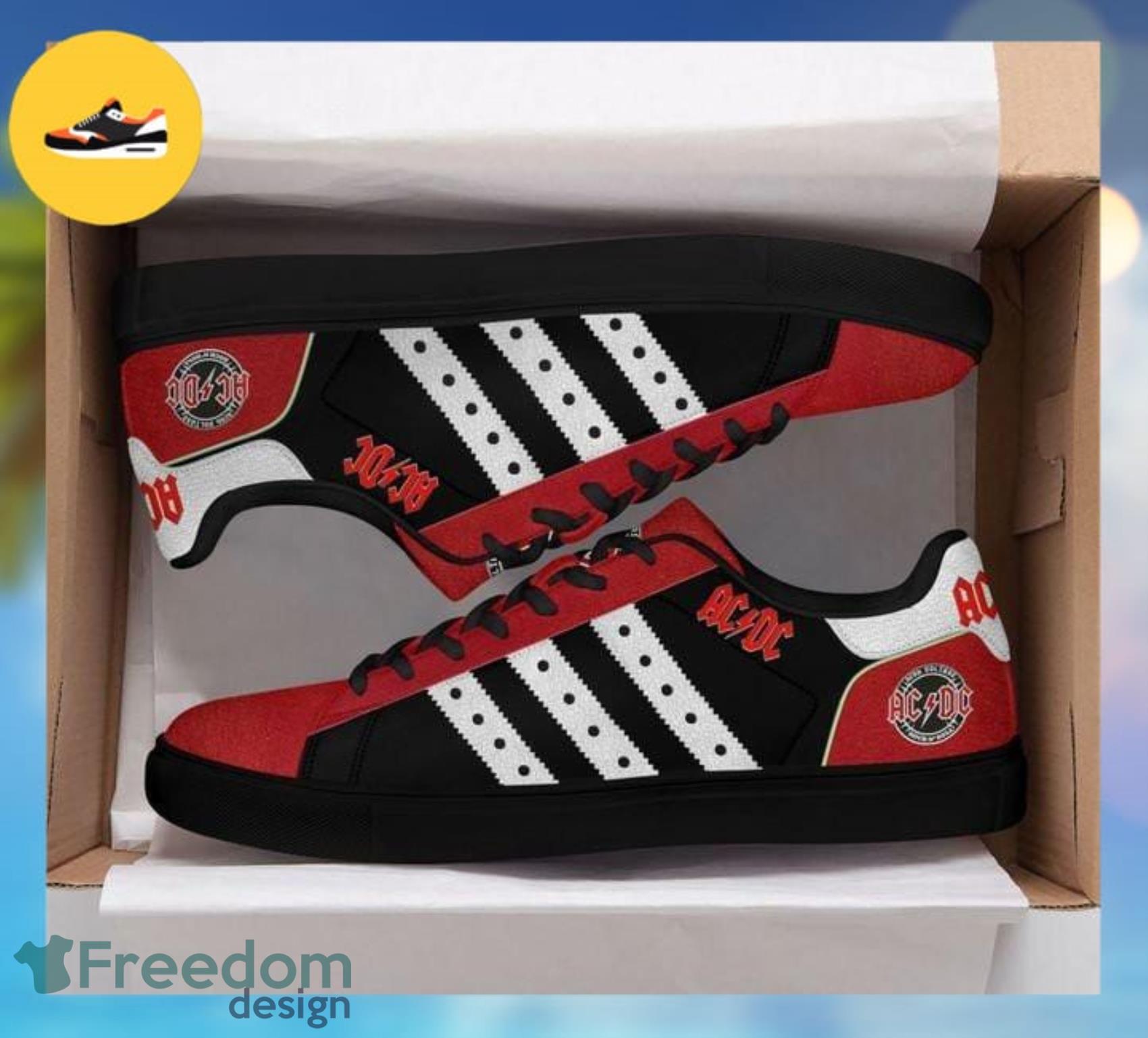 Ac Dc Music Band Red Black Low Top Leather Skate Shoes For Men And Women Product Photo 1