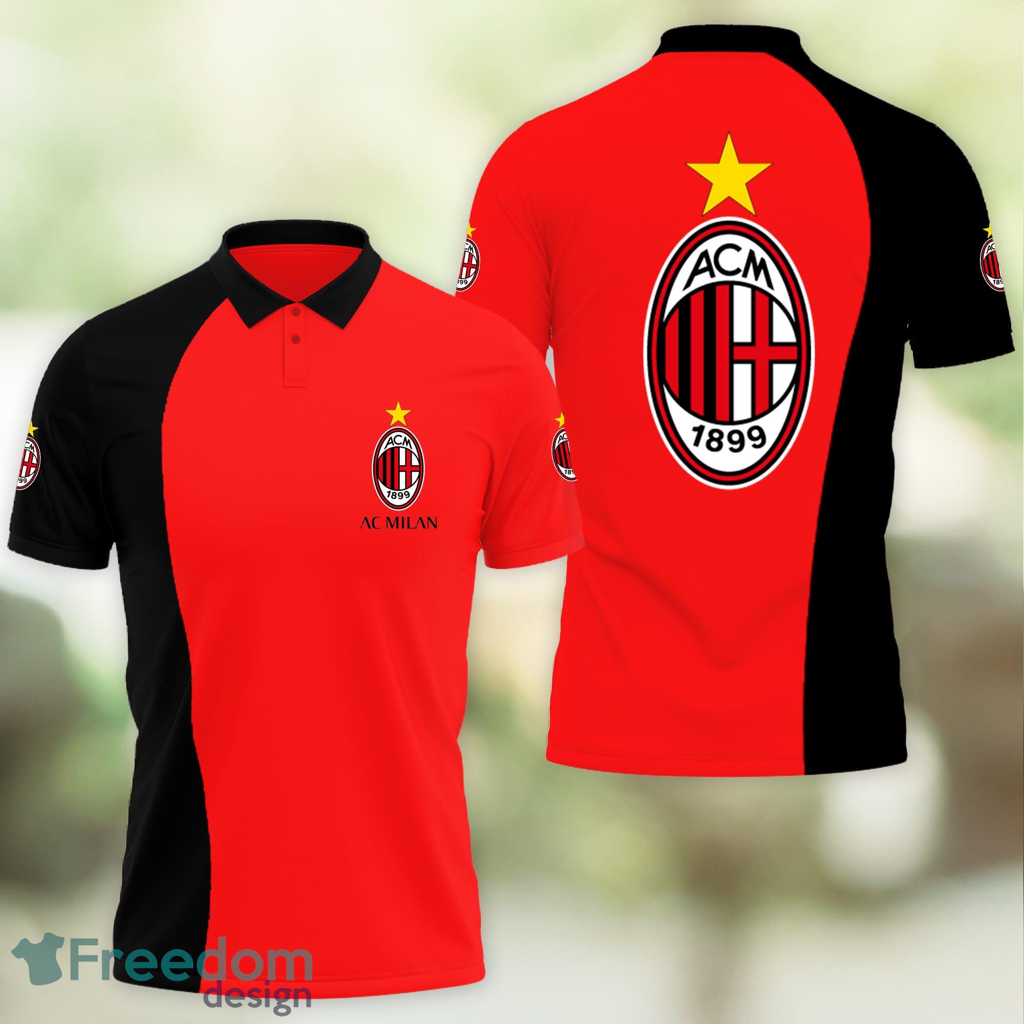 AC MILAN 3D Printed Polo Shirt Black Red Product Photo 1