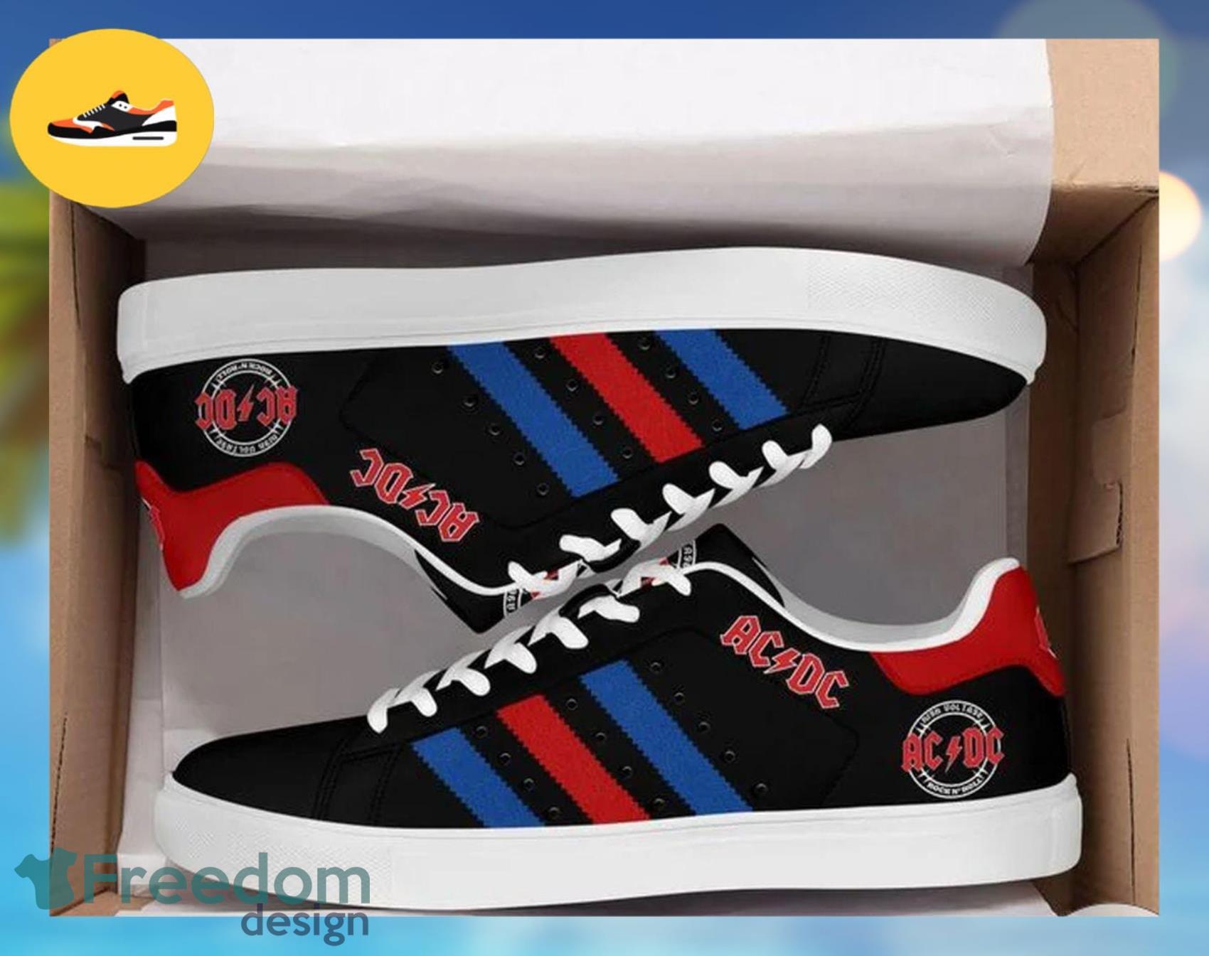 Acdc Rock Band Line Mix 3 Color Low Top Leather Skate Shoes For Men And Women Product Photo 1