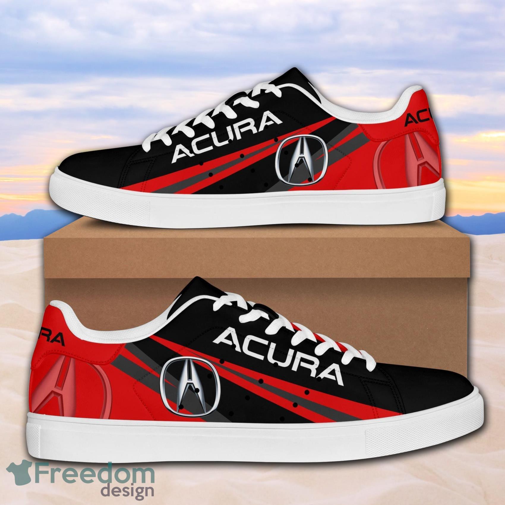 Acura Car Red BlackLow Top Leather Skate Shoes For Men And Women Product Photo 1